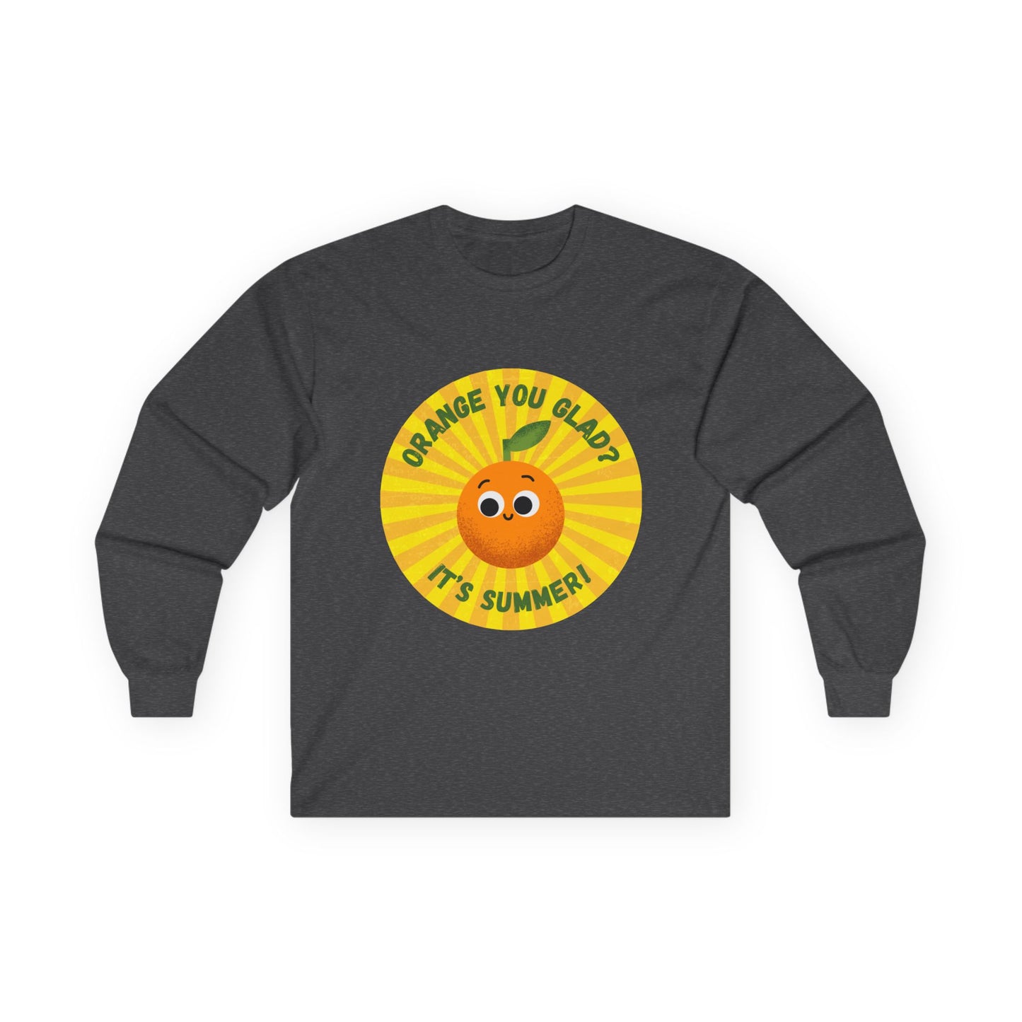 Summer Vibes Long Sleeve Tees - Fun Orange Design, Cute Gift for Sunny Days, Perfect for Casual Outings, Festivals, and Birthdays