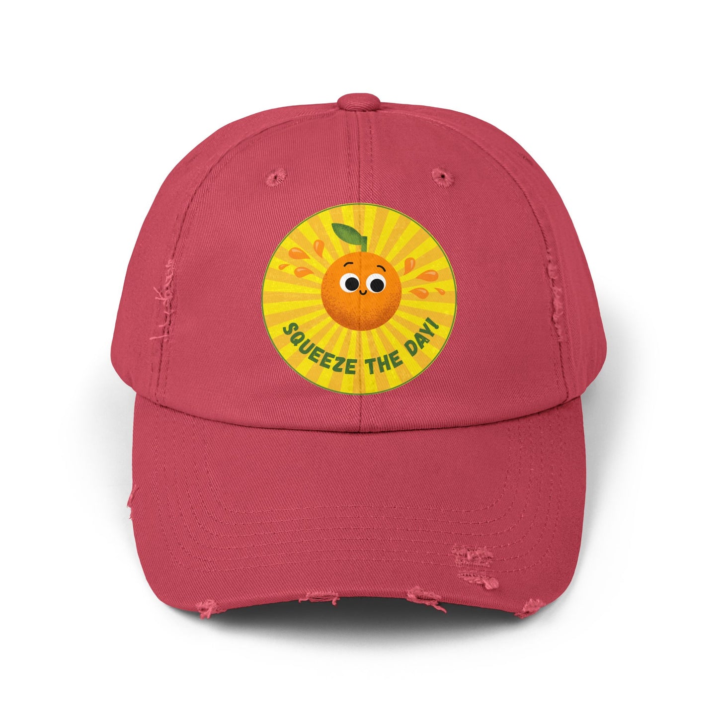 Squeeze the Day Distressed Cap, Fun Summer Hats, Cute Gift for Citrus Lovers, Unisex Casual Headwear, Beach Accessories