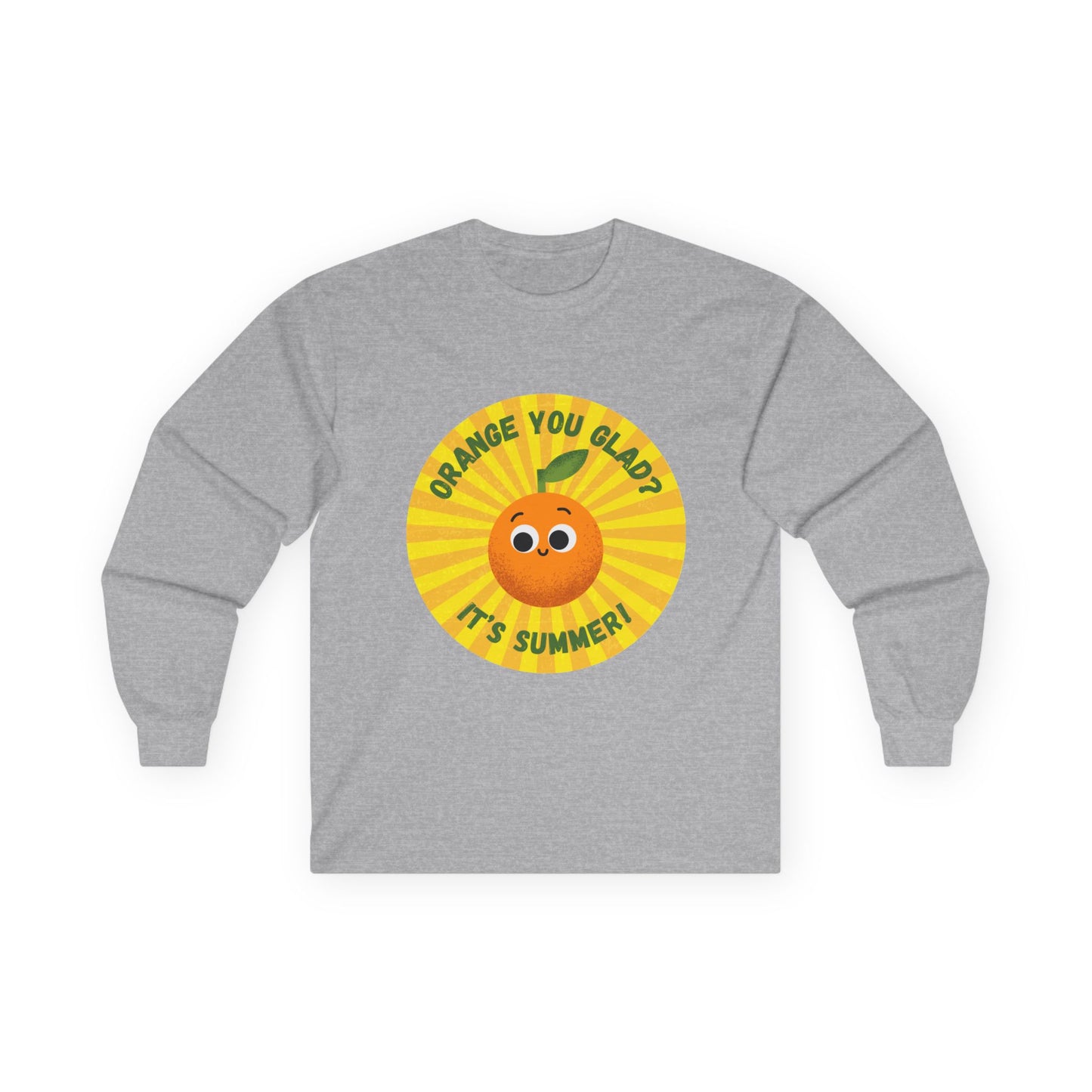 Summer Vibes Long Sleeve Tees - Fun Orange Design, Cute Gift for Sunny Days, Perfect for Casual Outings, Festivals, and Birthdays