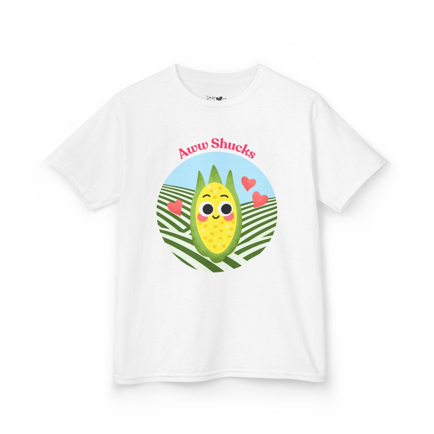 Cute Kids Tee with Aww Shucks Corn Design, Fun Summer Shirt for Children, Ideal for Birthdays, Playdates, and Family Outings, Youth Apparel