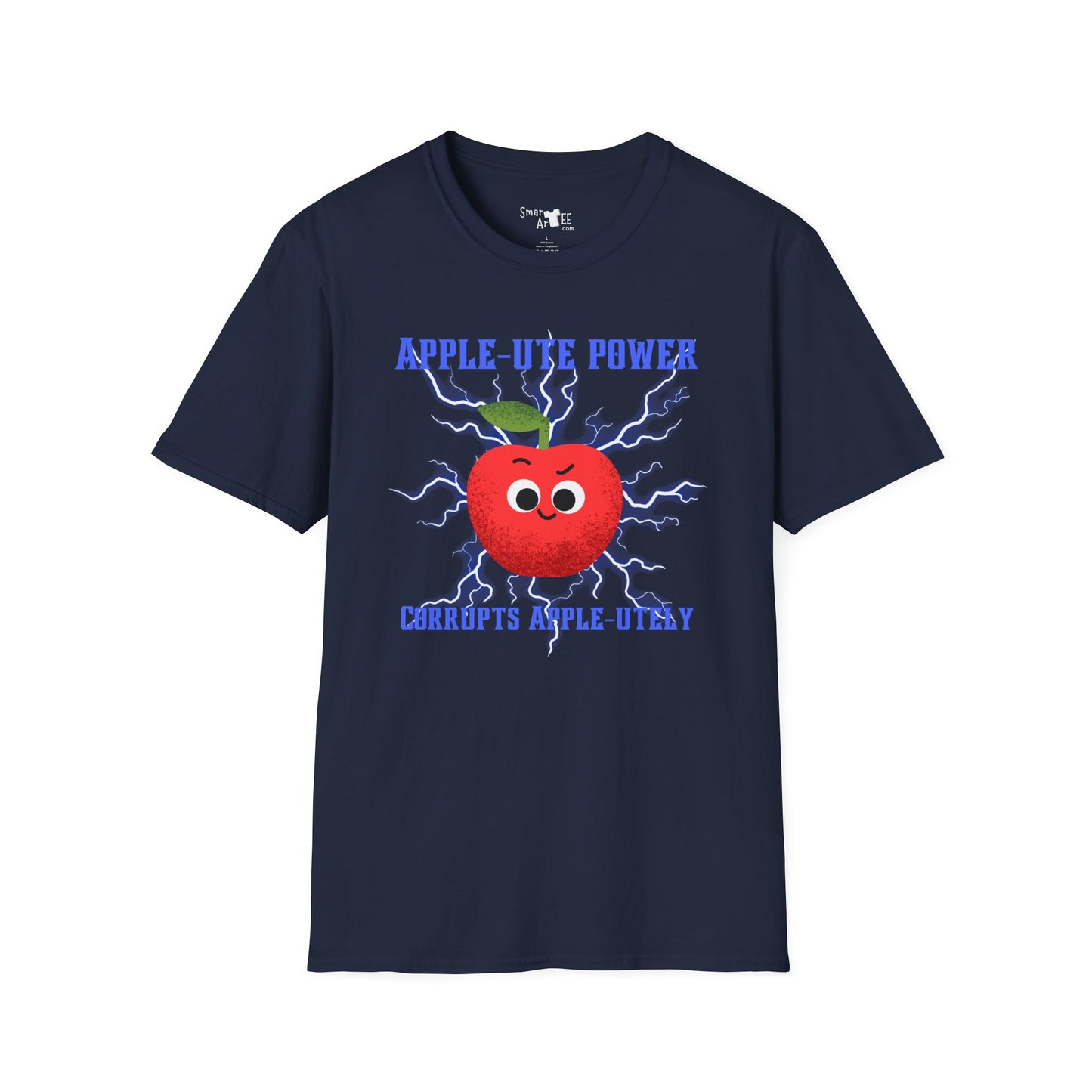 Cute Cartoon T-Shirt - 'Apple-Ute Power' Design, Fun Gift for Fruit Lovers, Casual Wear, Back to School, Gift for Teachers