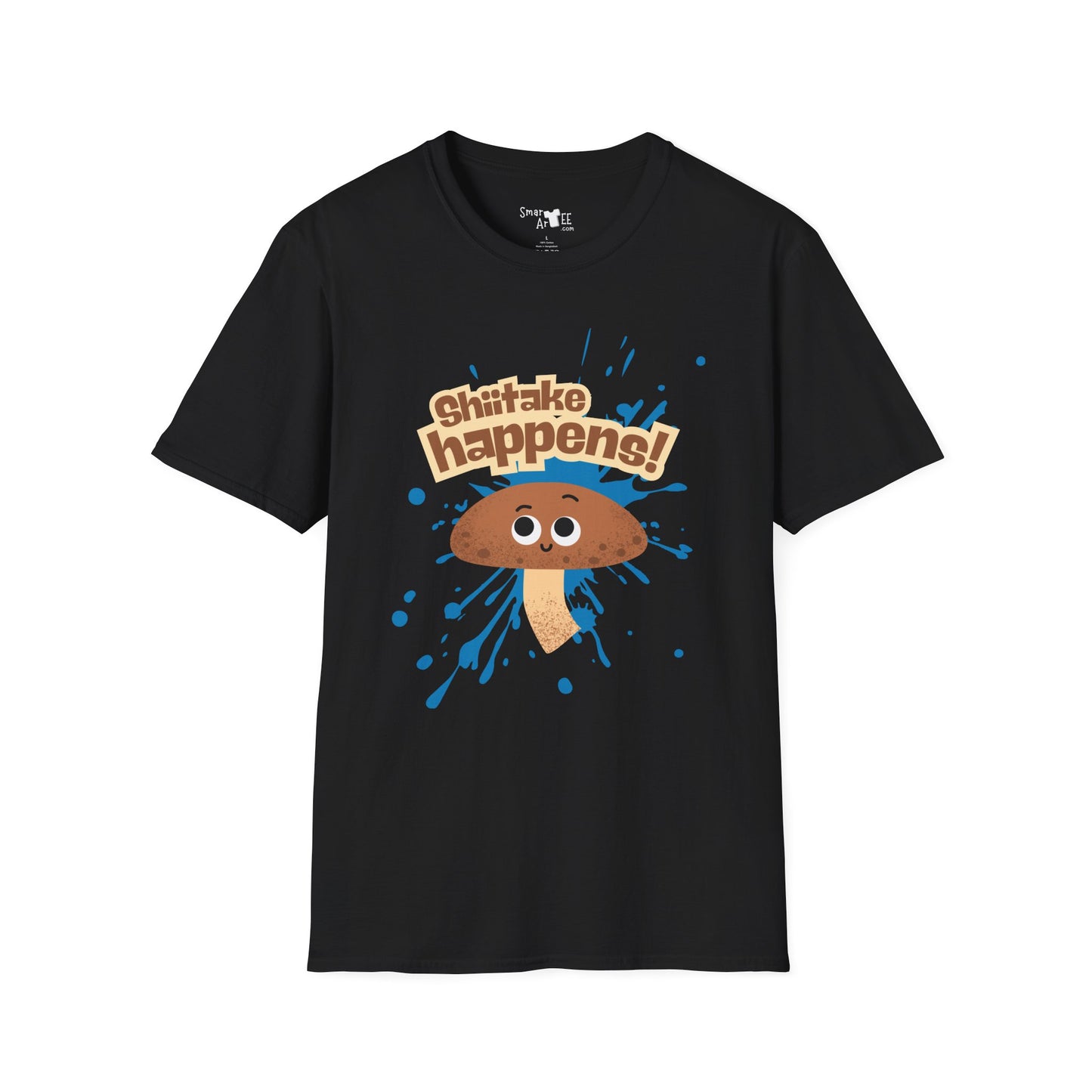 Shitake Happens T-Shirt, Funny Mushroom Tee, Unisex Softstyle Shirt, Casual Humor Top, Gift for Fun Lovers, Quirky Apparel