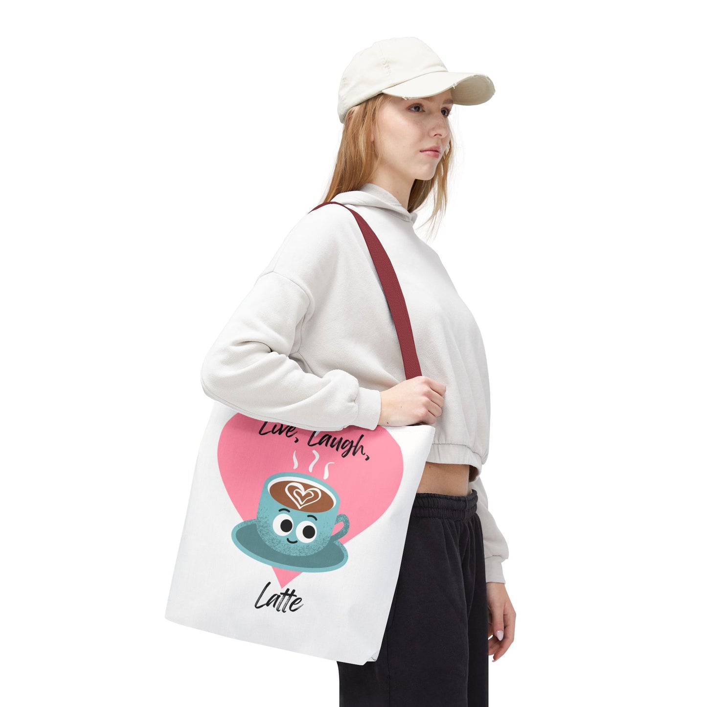 Cute Coffee Tote Bag - Live, Laugh, Latte - Perfect Gift for Coffee Lovers, Casual Carryall, Eco-Friendly, Everyday Use