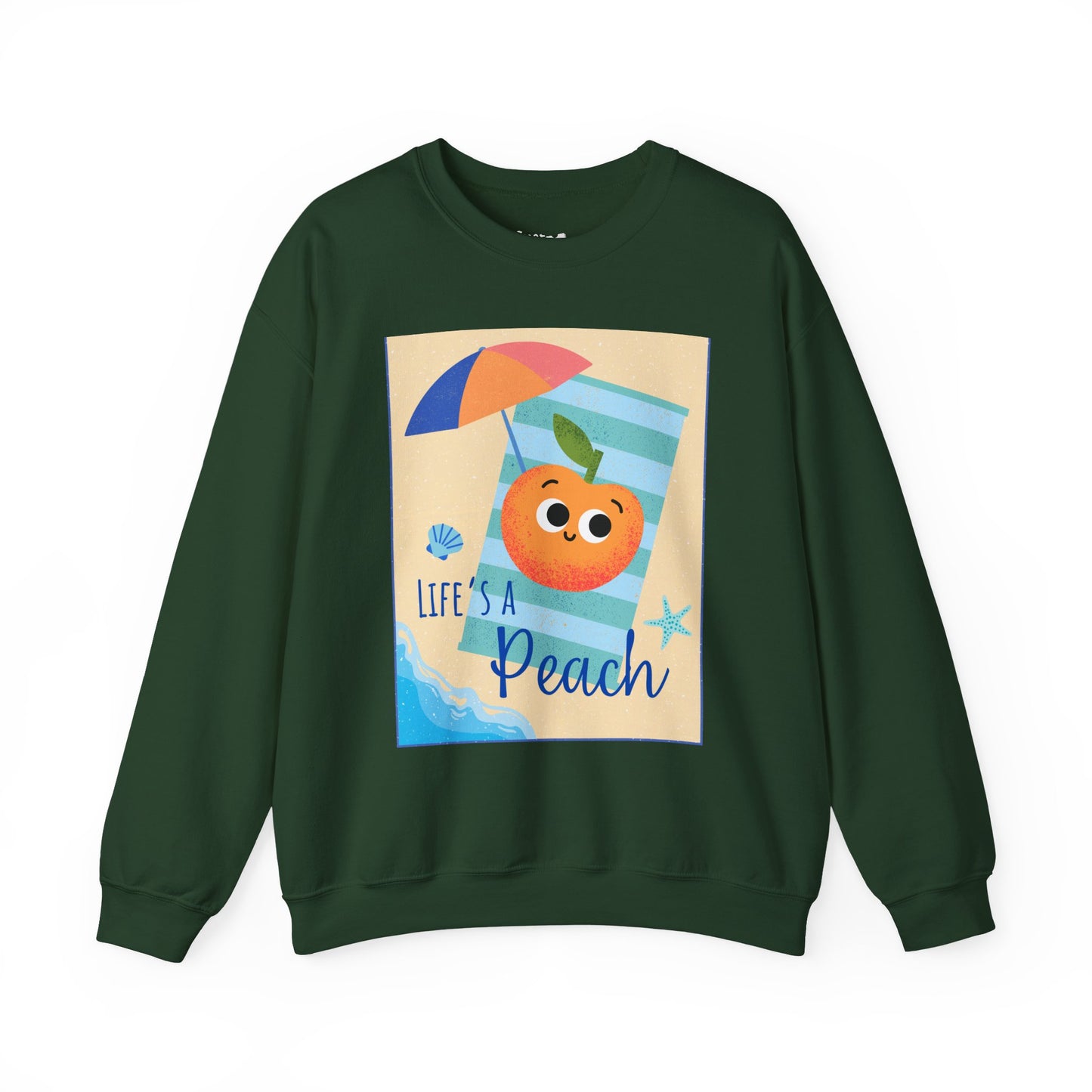 Life's a Peach Crewneck Sweatshirt | Cute Sweatshirt for Summer, Beach Day, Gift Idea, Funny Fruit Pun, Unisex Apparel, Trendy Fashion