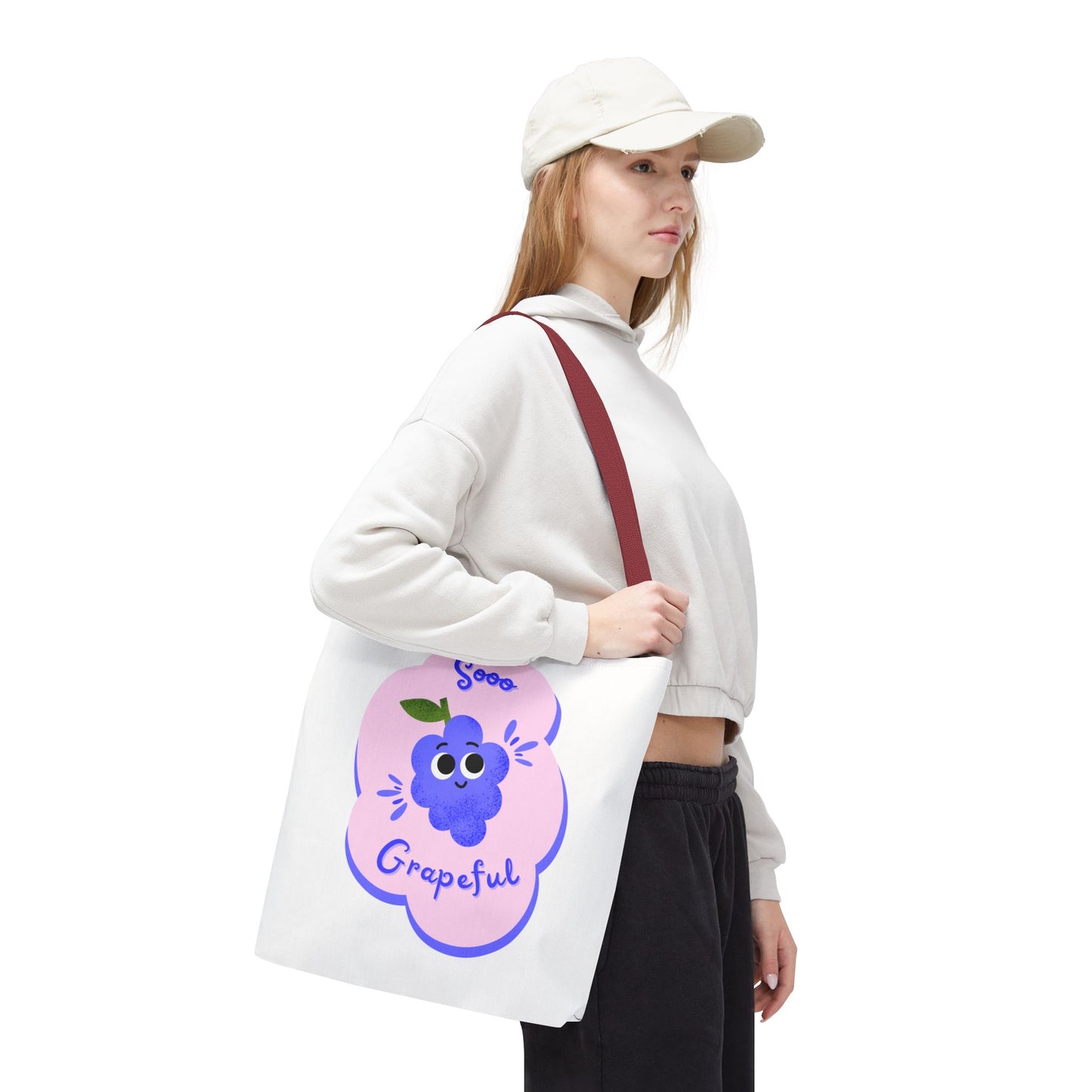 Cute Grape Tote Bag, Sooo Grapeful Shopping Bag, Eco-Friendly Grocery Tote, Fun Fruit Gift, Summer Beach Bag