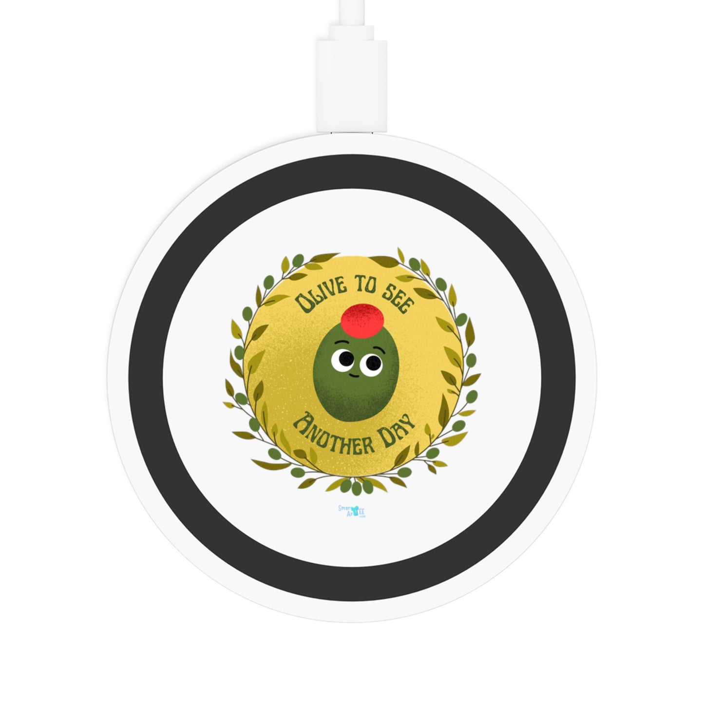 Olive-Themed Wireless Charging Pad, Cute Olive Charger, Fun Desk Accessory, Bundle With Air Pod Case, Kitchen Gadget, Office Decor