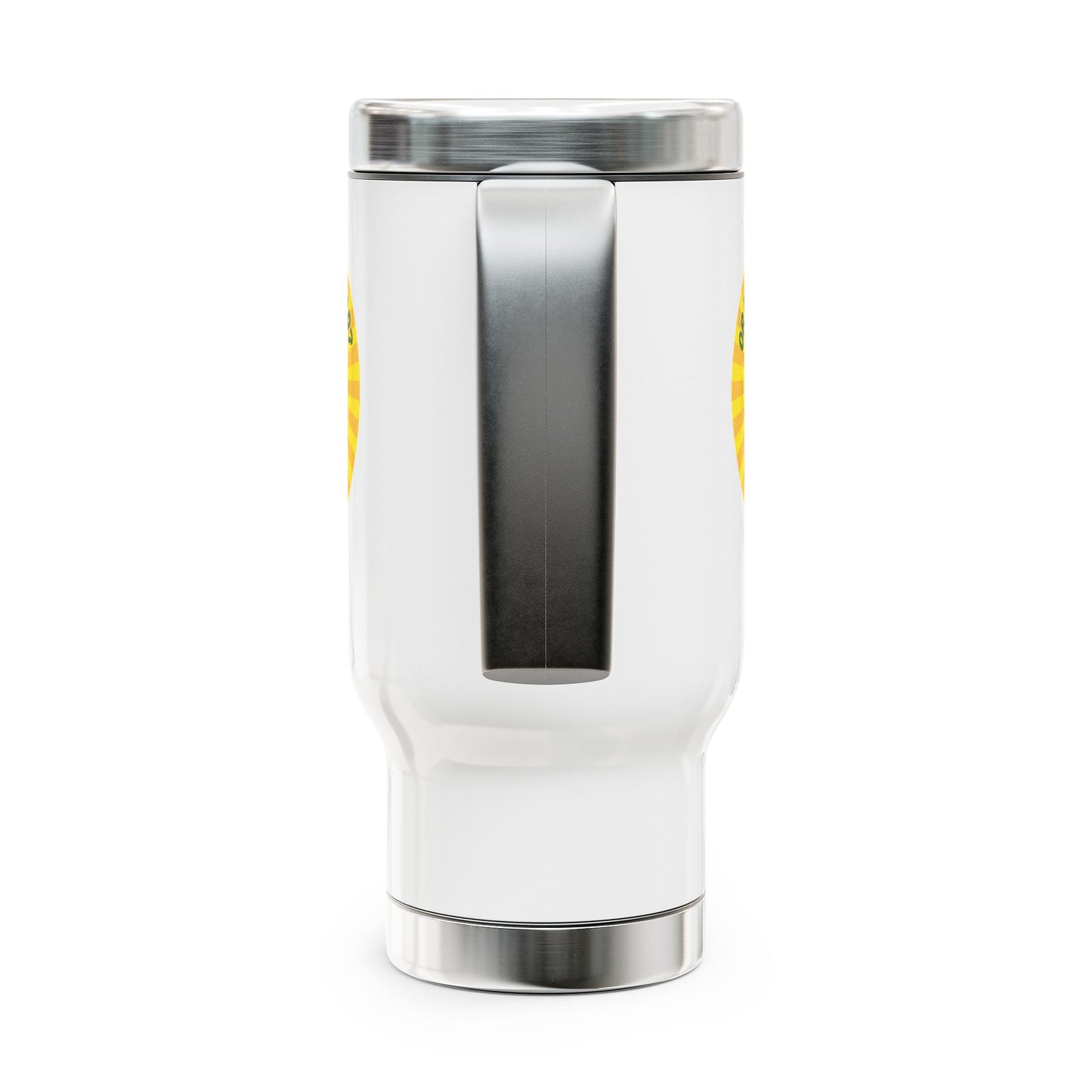 Cheerful Stainless Steel Travel Mug with Handle - Perfect for Summer, Gifts, Home, Outdoor Adventures, Kitchen Decor