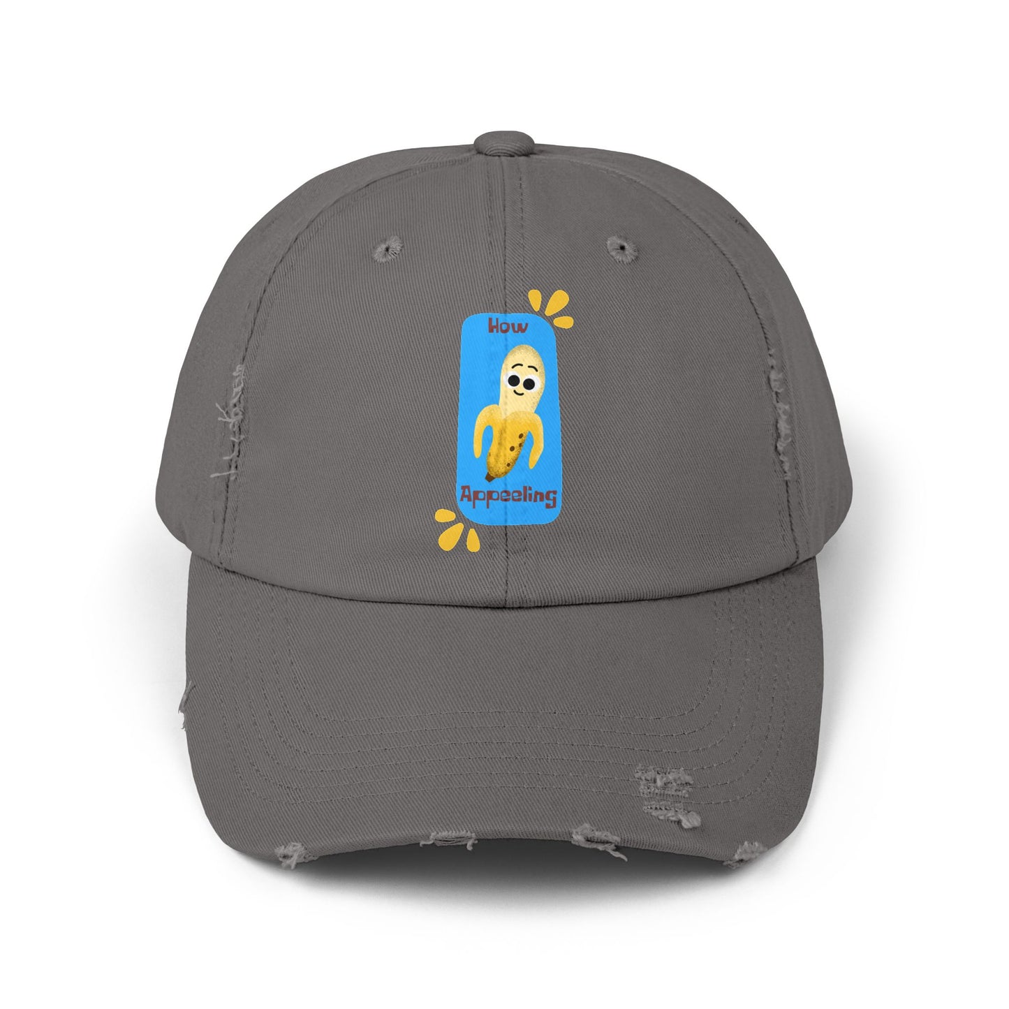 Unisex Distressed Cap with Fun Banana Pun Graphic, Casual Hat Gift for Friends, Summer Accessory, Birthday Present, Trendy Hats