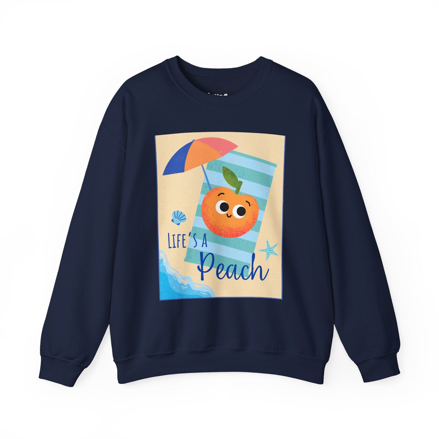 Life's a Peach Crewneck Sweatshirt | Cute Sweatshirt for Summer, Beach Day, Gift Idea, Funny Fruit Pun, Unisex Apparel, Trendy Fashion