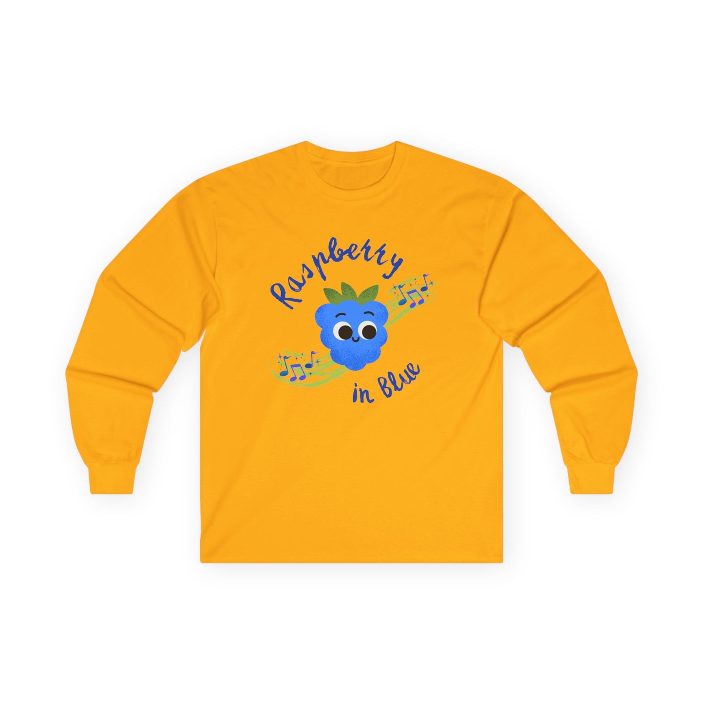 Raspberry Vibes Long Sleeve Tees | Cute Fruit Shirt, Gift for Friends, Summer Style, Raspberry in Blue Design, Eco-Friendly Fashion