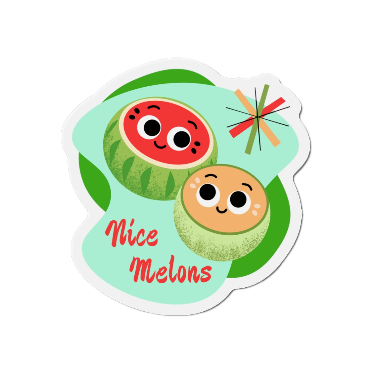 Cute Die-Cut Magnet - Nice Melons Fridge Decor, Gift for Foodies, Kitchen Magnet, Fun Refrigerator Art, Melon Lovers