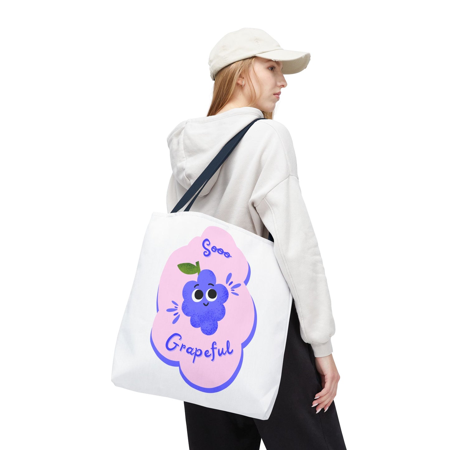 Cute Grape Tote Bag, Sooo Grapeful Shopping Bag, Eco-Friendly Grocery Tote, Fun Fruit Gift, Summer Beach Bag