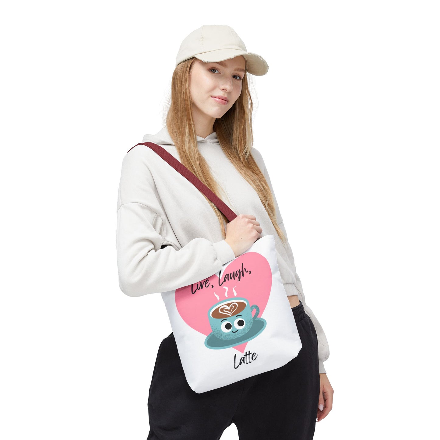 Cute Coffee Tote Bag - Live, Laugh, Latte - Perfect Gift for Coffee Lovers, Casual Carryall, Eco-Friendly, Everyday Use