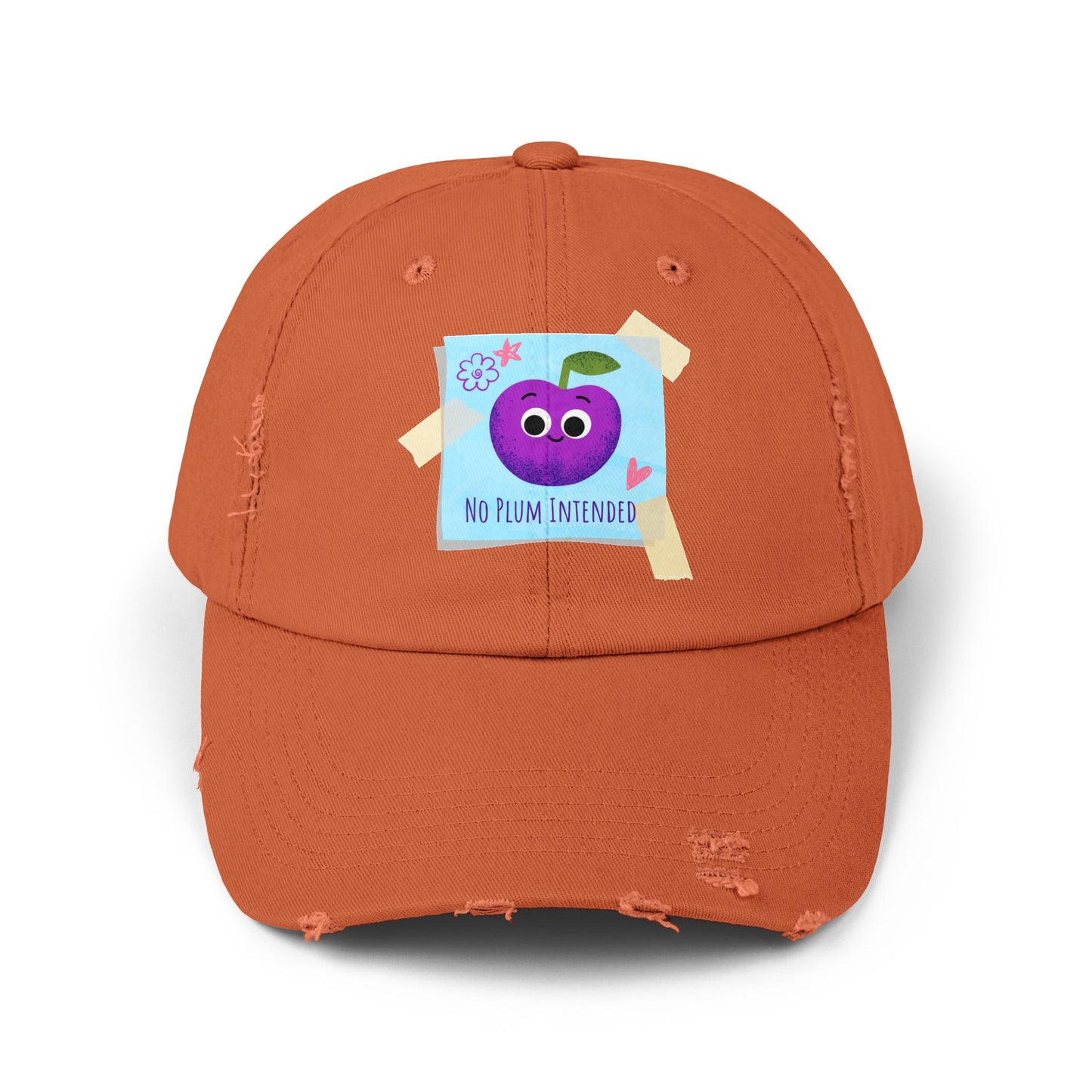 Colorful Distressed Cap with Funny Plum Design | Unisex Hats, Summer Accessory, Gift Idea, Casual Wear, Festival Headwear