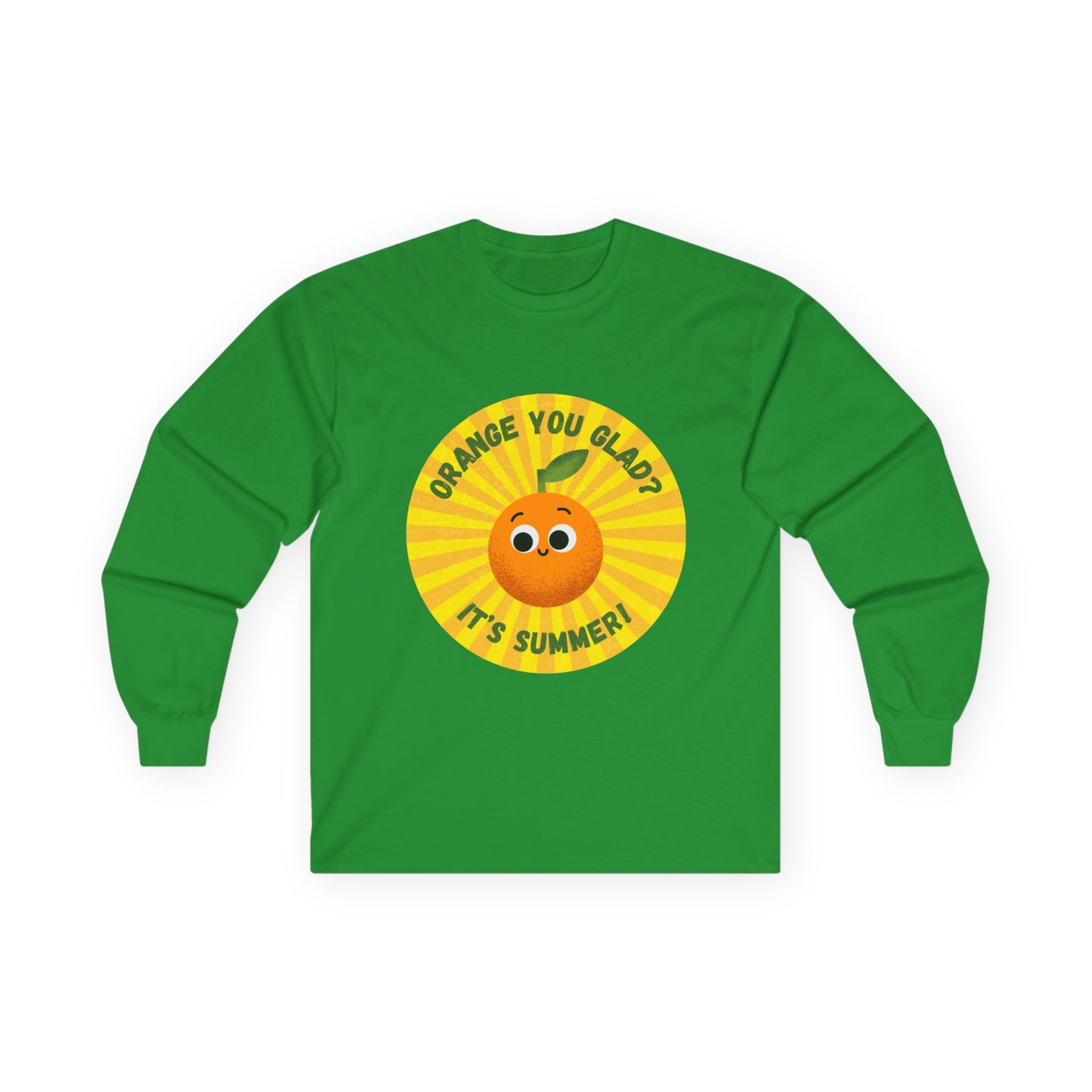Summer Vibes Long Sleeve Tees - Fun Orange Design, Cute Gift for Sunny Days, Perfect for Casual Outings, Festivals, and Birthdays