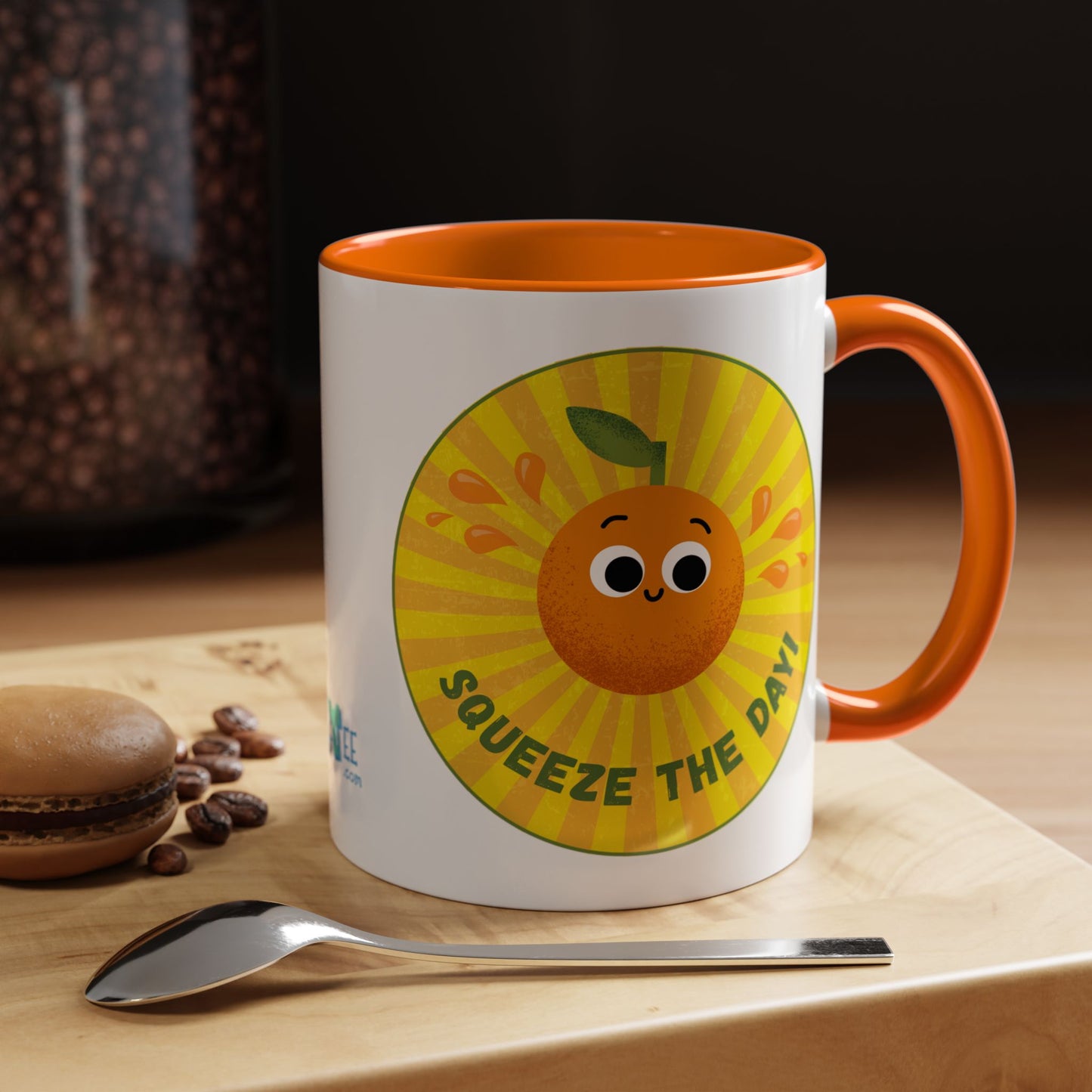 Cheerful Orange Coffee Mug, Bright Citrus Mug, Fun Gift for Coffee Lovers, Kitchen Decor, Squeeze the Day Mug
