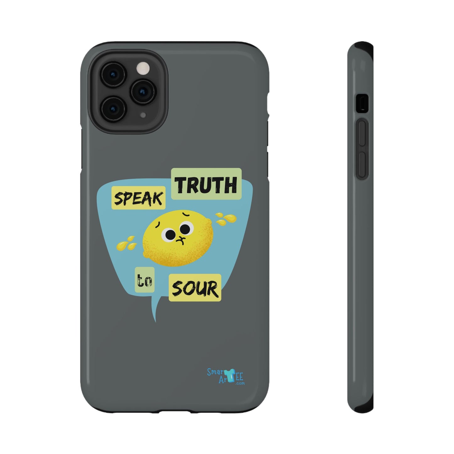 Whimsical Phone Case: Speak Truth to Sour, Cute Lemon Design, Impact-Resistant, Unique Gift for Teens, Phone Accessory, Fun Tech Decor