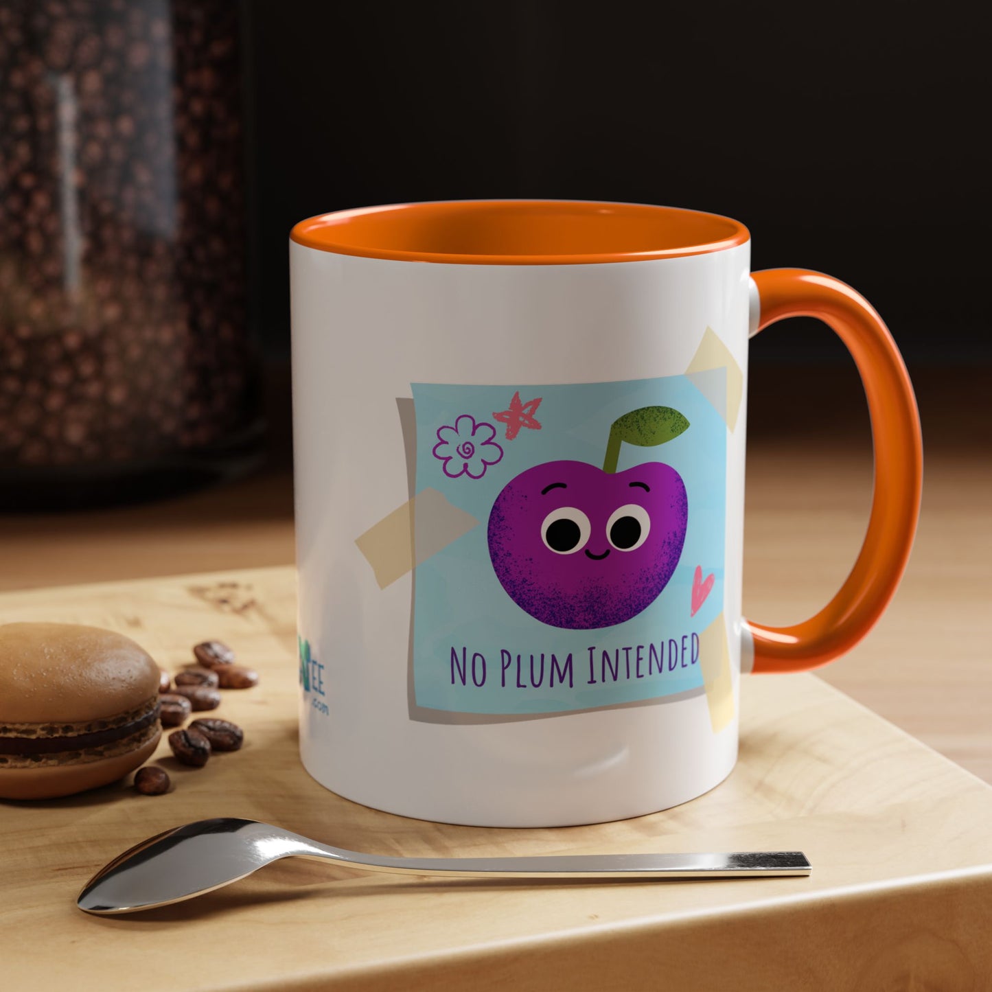 Playful Plum Coffee Mug, Cute Gift for Teachers, Friends, Humor Mug, Fun Kitchen Decor, Unique Cup for Any Occasion