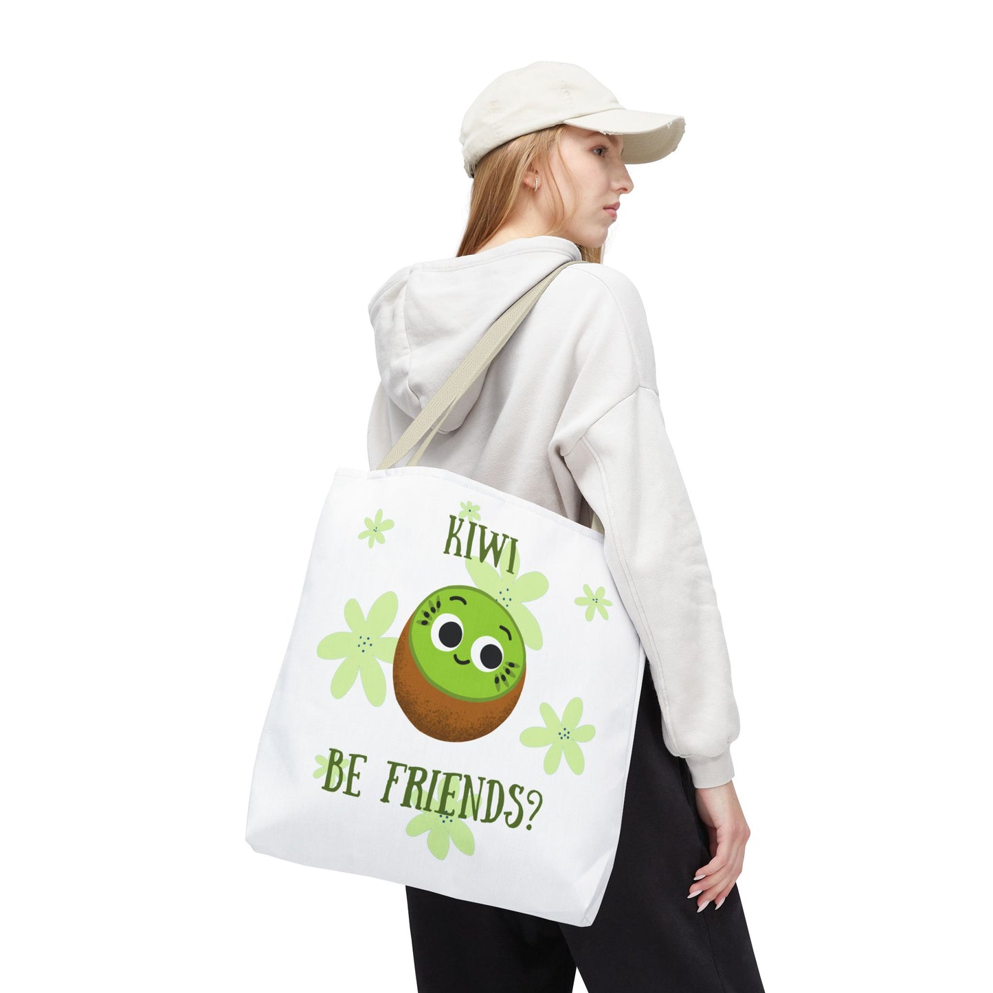 Cute Kiwi Friendship Tote Bag, Eco-Friendly Shopping Bag, Gift for Friends, Cute Grocery Bag, Colorful Beach Bag