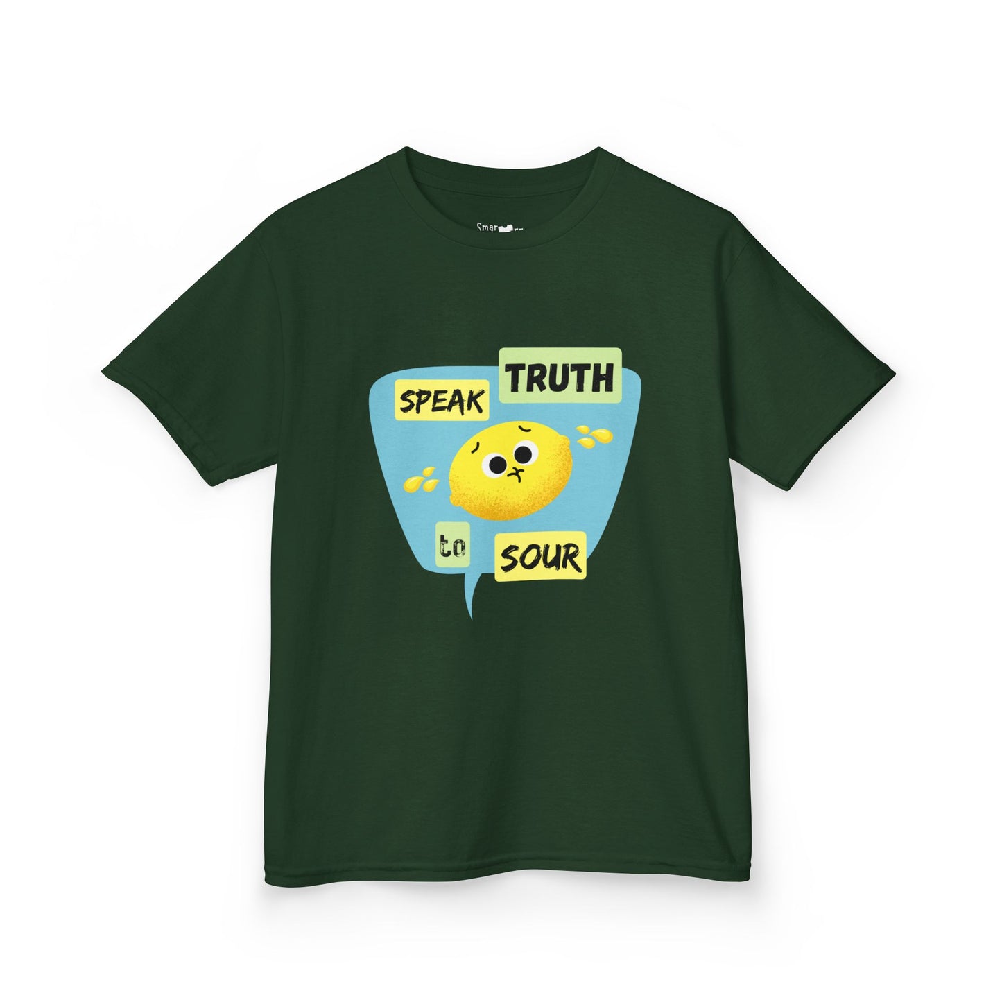 Kids Motivational Shirt, 'Speak Truth To Sour' Funny Pun Cotton Tee, Perfect for School, Gifts, Summer Wear, Positive Vibes