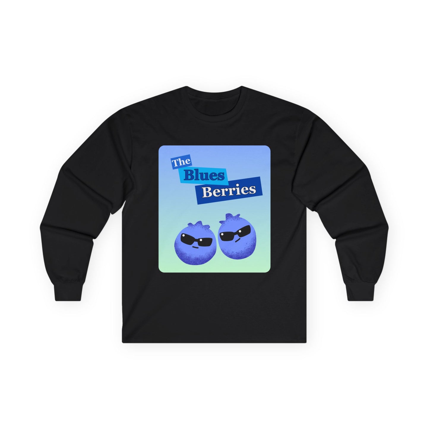 Cool Blueberry Graphic Long Sleeve Tees, Blues Brothers Pun Tee, Casual Wear, Gift for Fruit Lovers, Summer Style