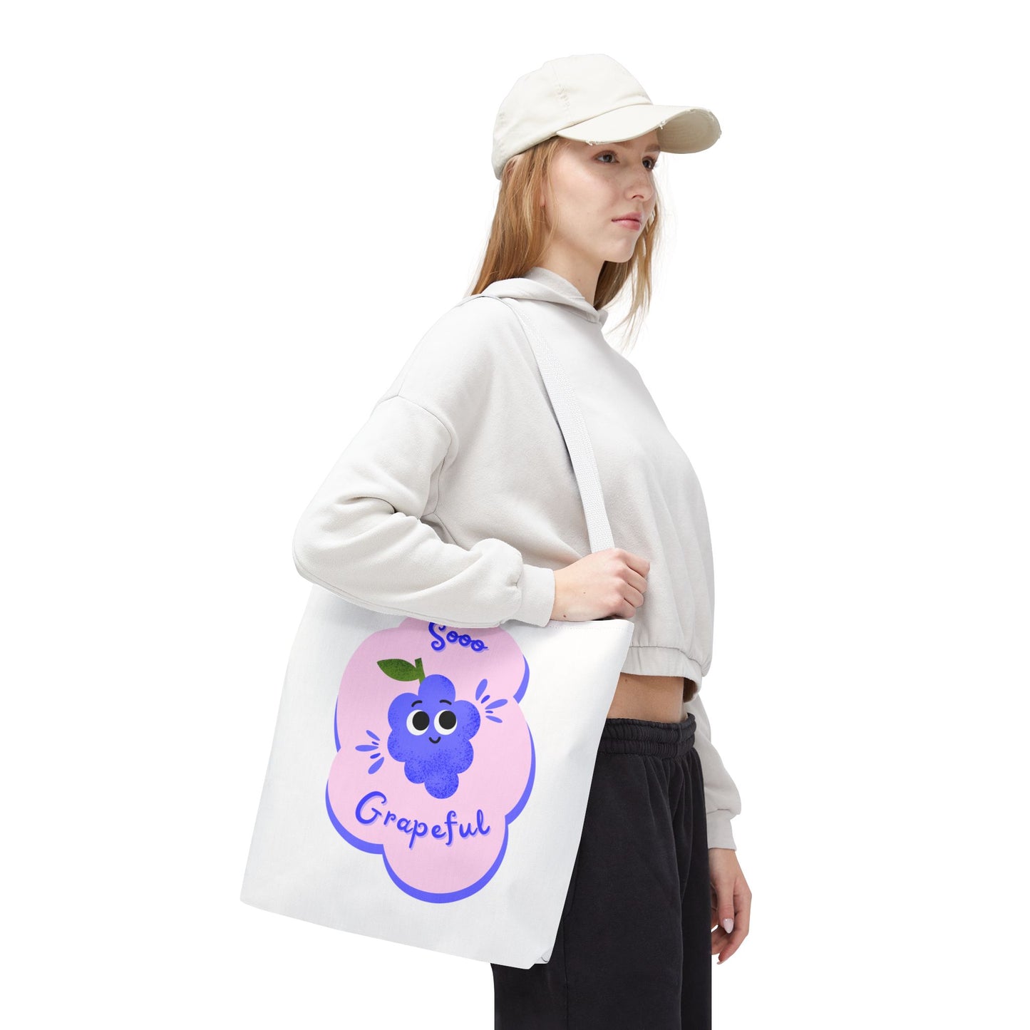Cute Grape Tote Bag, Sooo Grapeful Shopping Bag, Eco-Friendly Grocery Tote, Fun Fruit Gift, Summer Beach Bag