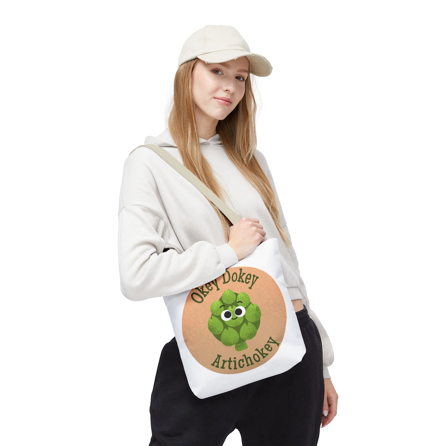 Playful Artichoke Tote Bag - Okey Dokey, Reusable Shopping Tote, Eco-Friendly Gift, Fruits & Veggies Lover, Cute Grocery Bag