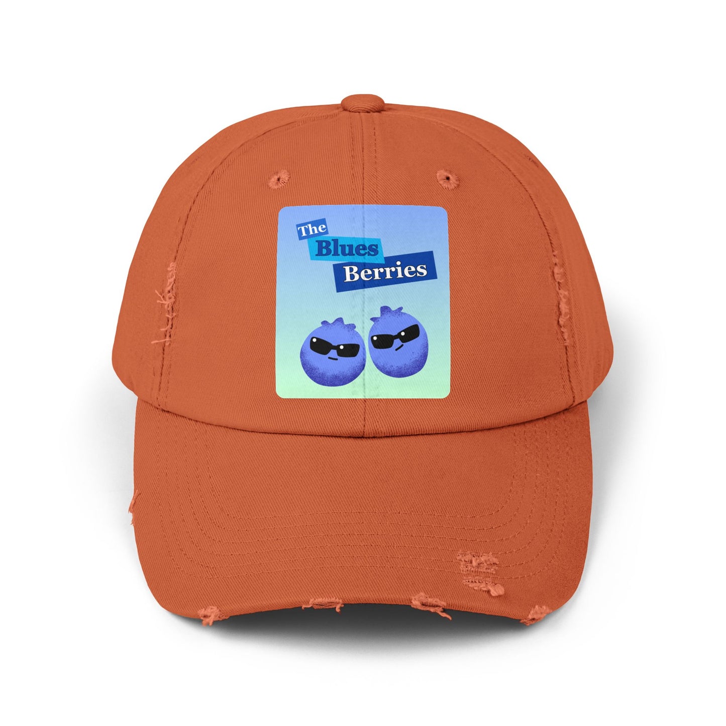 Unisex Distressed Cap with Blues Berries Design, Trendy Gift for Fruit Lovers, Cool Summer Accessory, Casual Outfit Essential, Fun Hats
