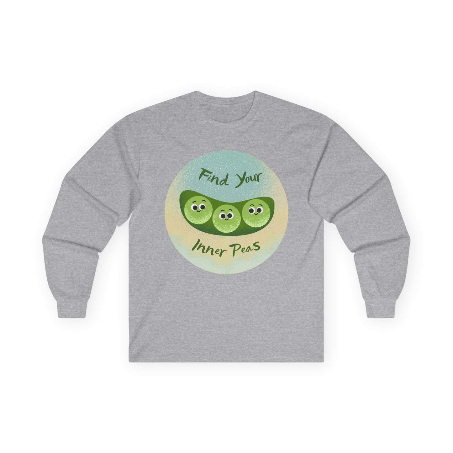 Find Your Inner Peas Long Sleeve Tees, Unisex Cotton Shirt, Cute Gift for Gardeners, Motivational Apparel, Farmhouse Decor Clothing