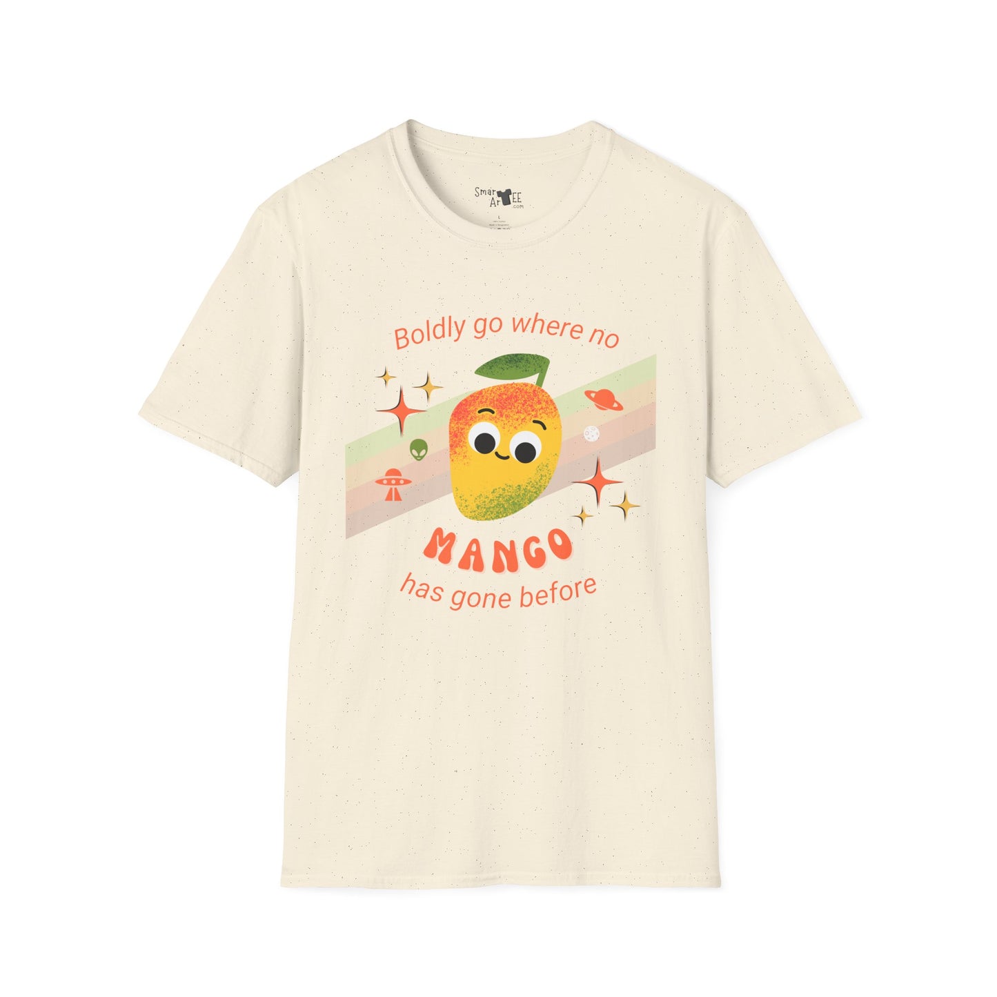 Boldly Go Mango Unisex T-Shirt, Cute Fruit Shirt, Casual Wear, Gift for Fruit Lovers, Quirky Fun Tee, Summer Vibes