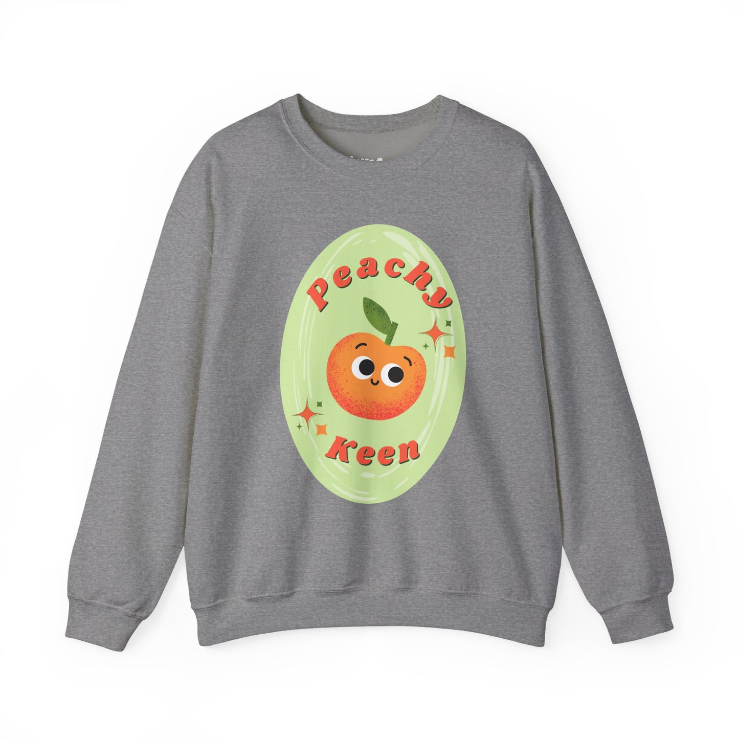 Peachy Keen Unisex Crewneck Sweatshirt, Cute Apparel, Casual Wear, Gift for Friends, Fall Style, Fun Fashion