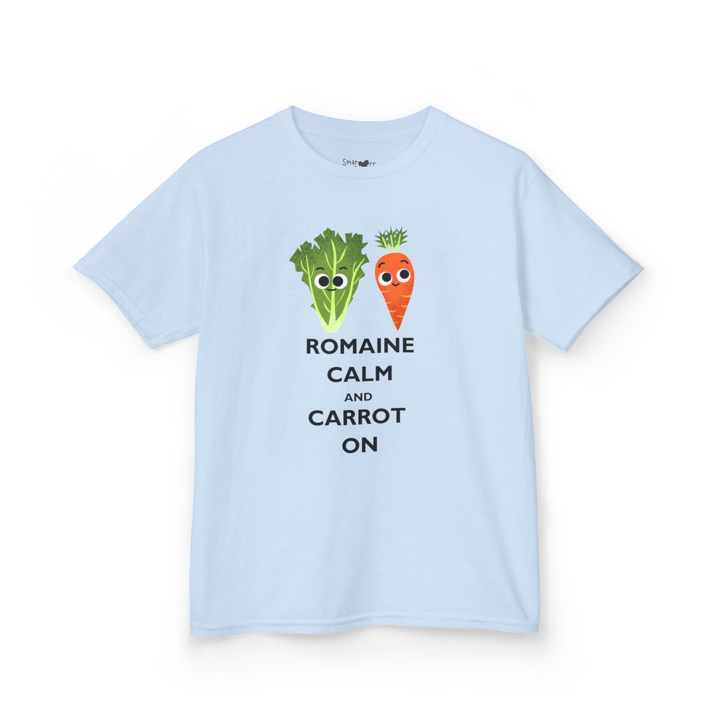 Whimsical 'Romaine Calm and Carrot On' Fun Shirt for Kids and Veggie Lovers, Gift for Kids, Playful Cotton Shirt