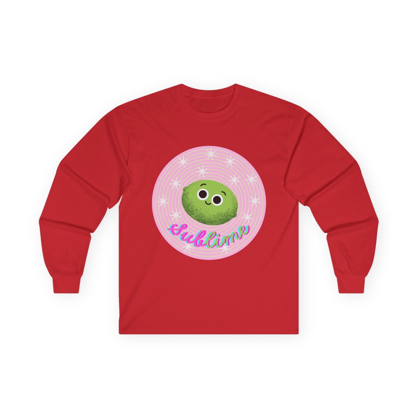 Sublime Lime Cute Graphic Long Sleeve Tee, Unisex Tee, Gift for All Ages, Casual Wear, Fruit Pun Apparel, Graphic Tee