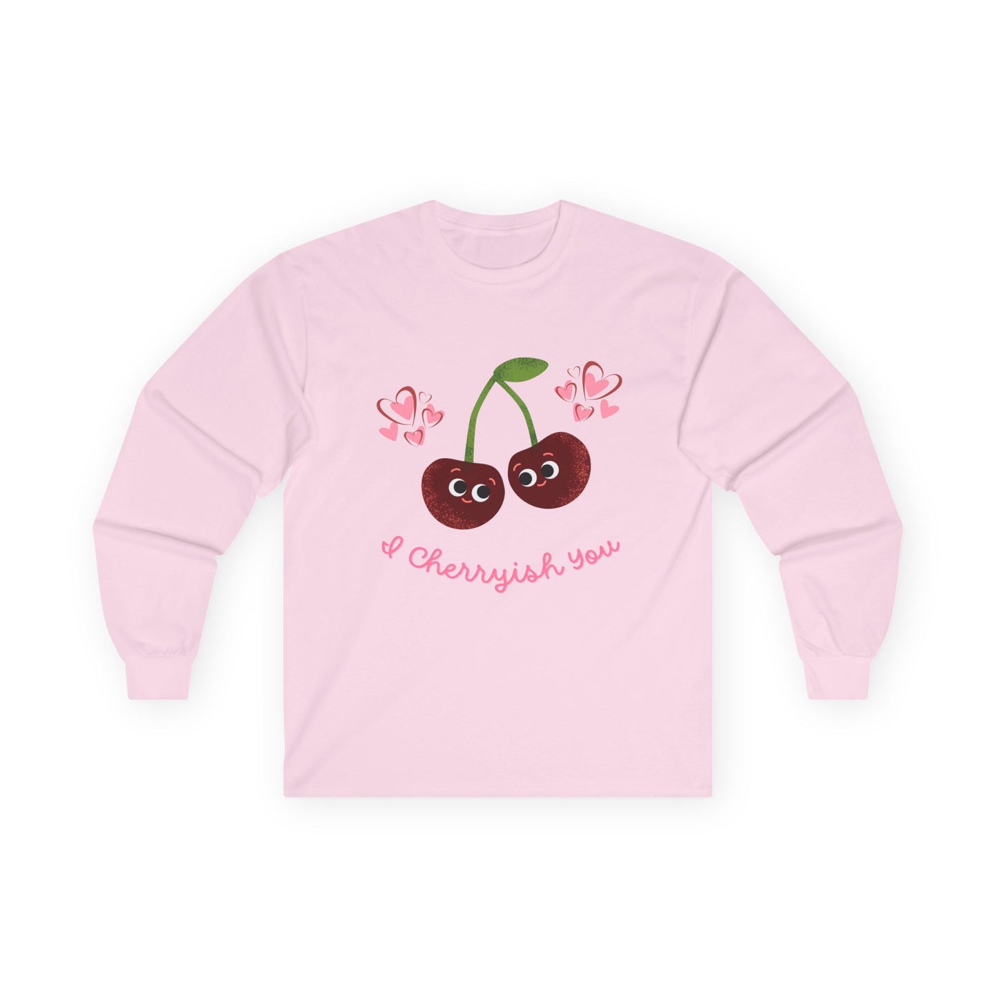 Cherry Love Long Sleeve Tees, Cute Valentine's Gift, Unisex Fun Shirt, Couple Matching Outfit, Seasonal Fashion Apparel