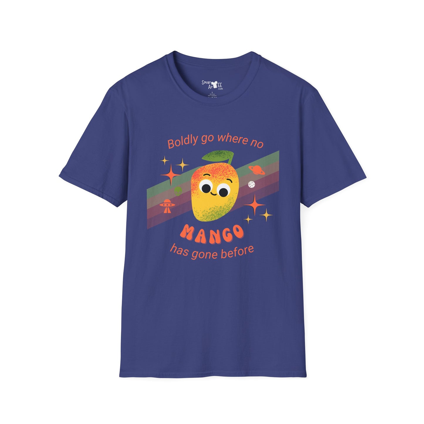 Boldly Go Mango Unisex T-Shirt, Cute Fruit Shirt, Casual Wear, Gift for Fruit Lovers, Quirky Fun Tee, Summer Vibes