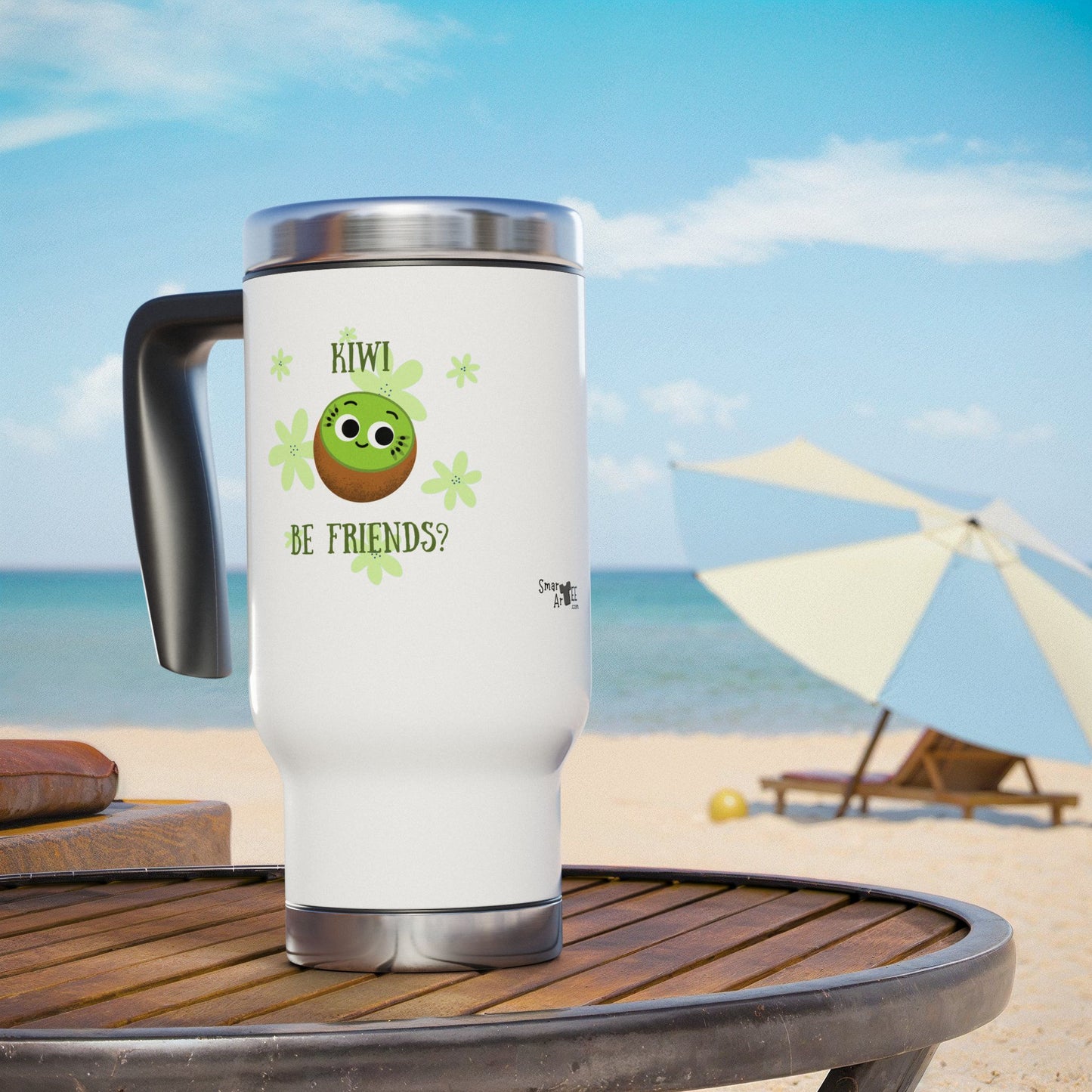Whimsical Kiwi Travel Mug, Cute Coffee Cup for Friends, Gifts for Besties, Travel Accessories for Him/Her, Funny Drinkware