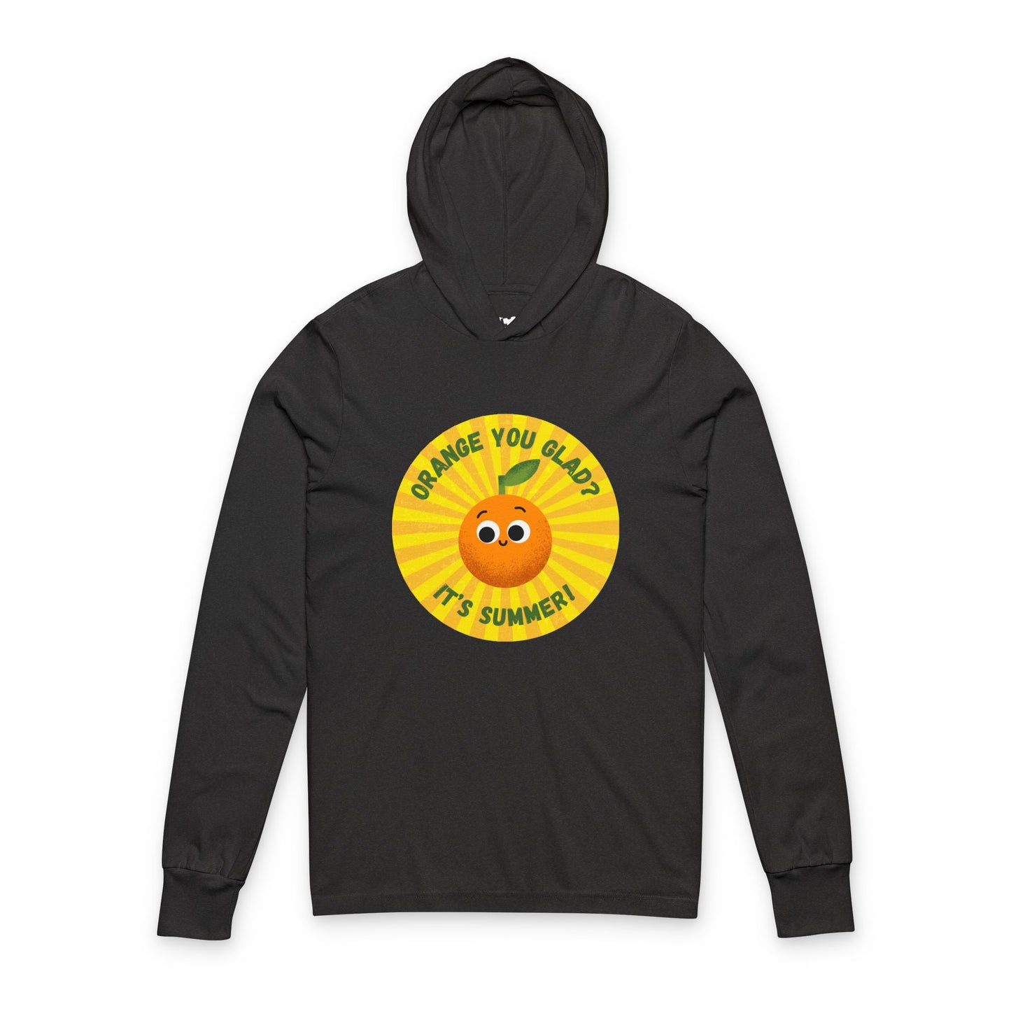 Summer Vibes Unisex Hooded Long Sleeve Shirt, Cute Orange Graphic Pun Shirt Gift for Summer Lovers, Funny Summer Apparel