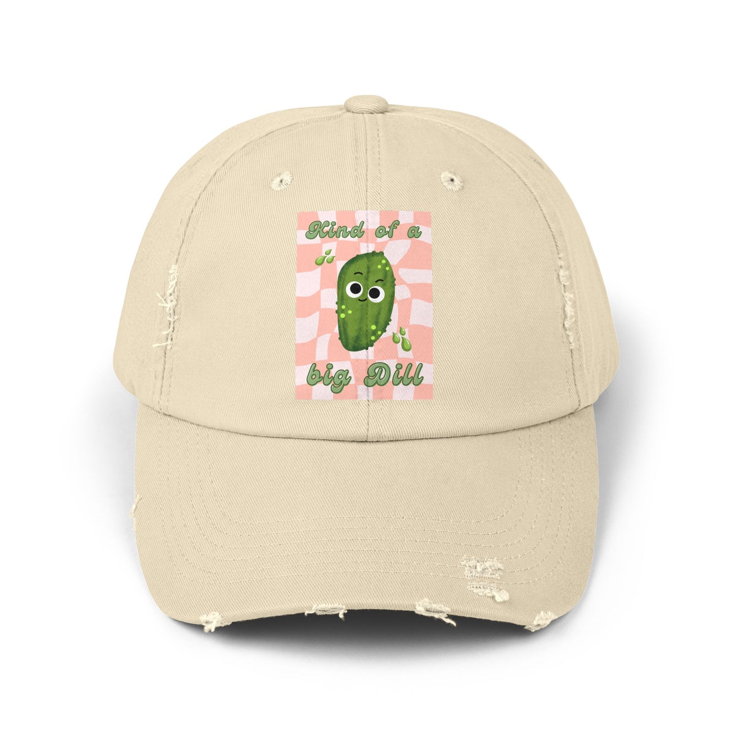 Playful Distressed Cap with Cute Pickle Design - Perfect Gift, Casual Wear, Unisex Cap, Fun Accessories, Trendy Hats