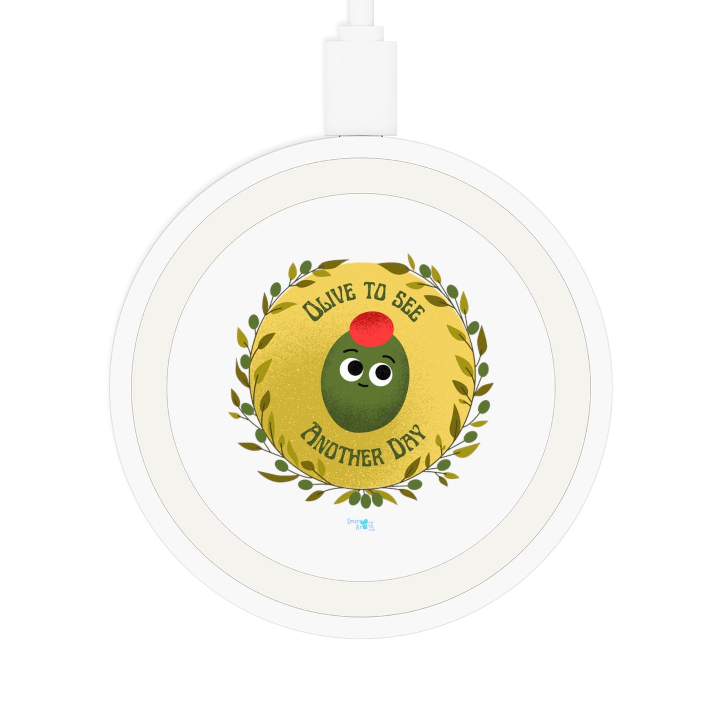 Olive-Themed Wireless Charging Pad, Cute Olive Charger, Fun Desk Accessory, Bundle With Air Pod Case, Kitchen Gadget, Office Decor