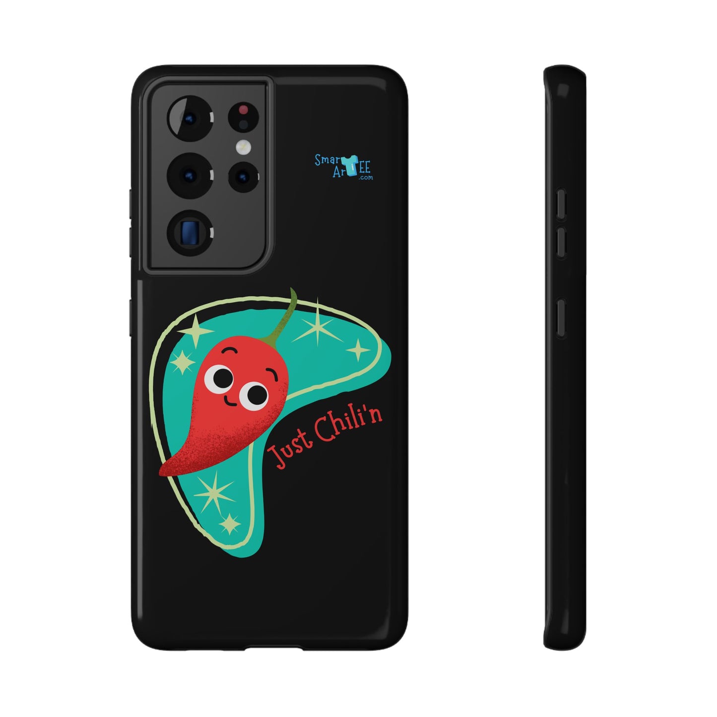 Chili Themed Phone Case, Just Chilin' Design, Fun Accessory, Unique Gift, Vibrant Protection, Perfect for Foodies, Holiday Cheer