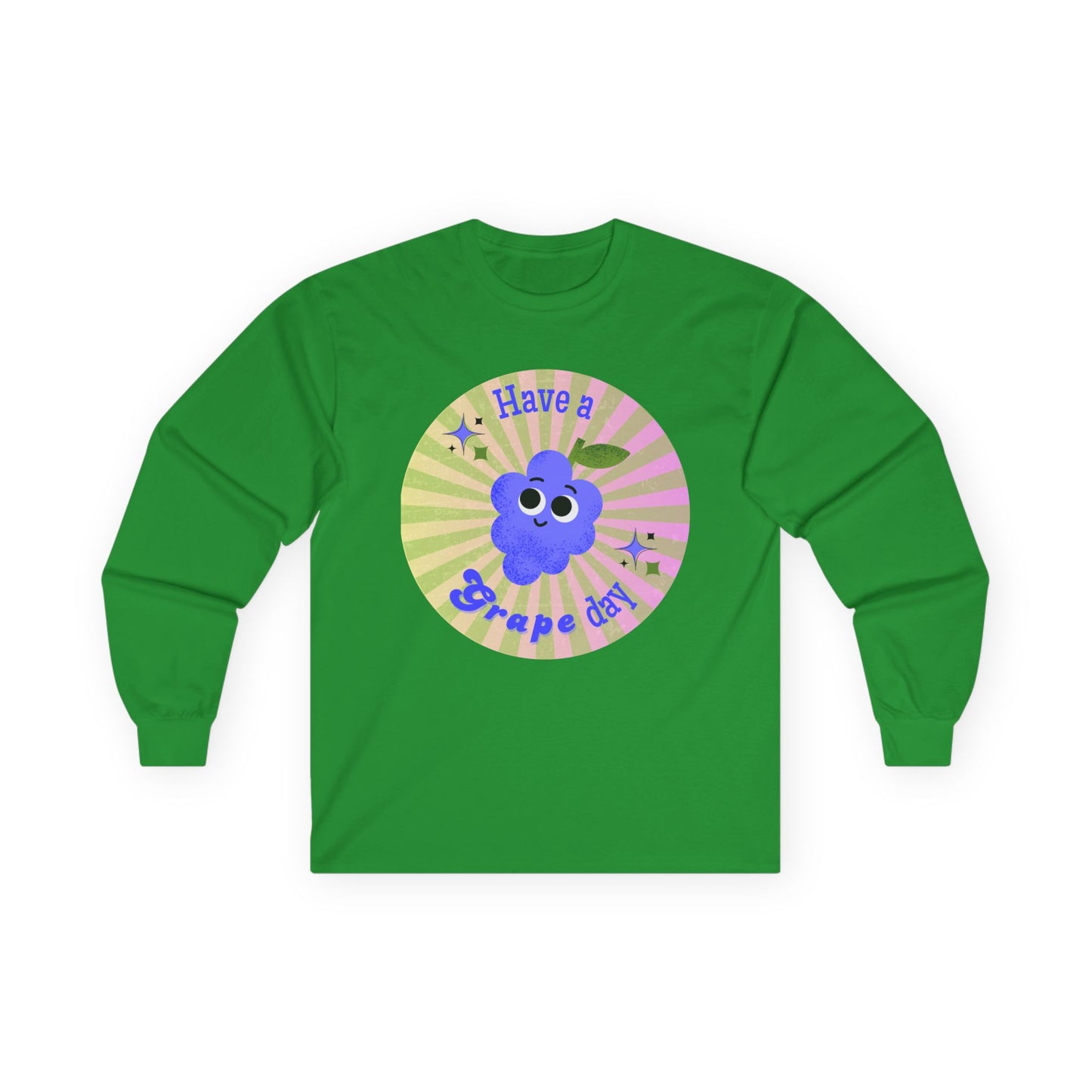 Grape-Themed Long Sleeve Tees for Fun Celebrations, Unisex Cotton Tee, Gift for Fruit Lovers, Perfect for Parties, Casual Wear