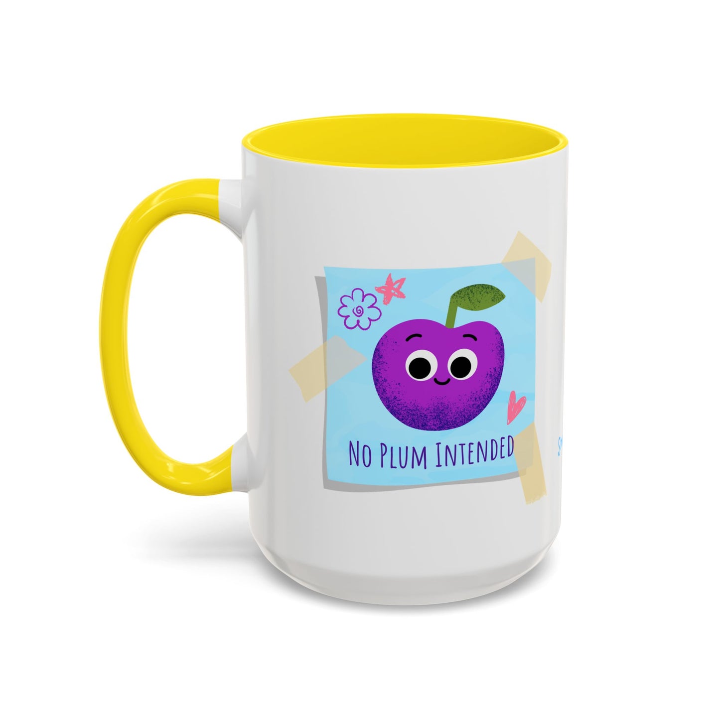 Playful Plum Coffee Mug, Cute Gift for Teachers, Friends, Humor Mug, Fun Kitchen Decor, Unique Cup for Any Occasion