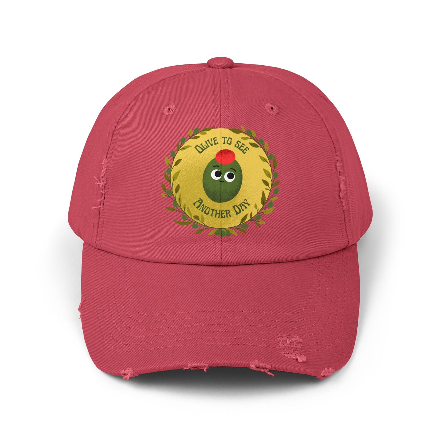 Olive to See Another Day Distressed Cap, Unisex Funny Pun Hats, Vintage Hat, Gift for Friends, Casual Wear