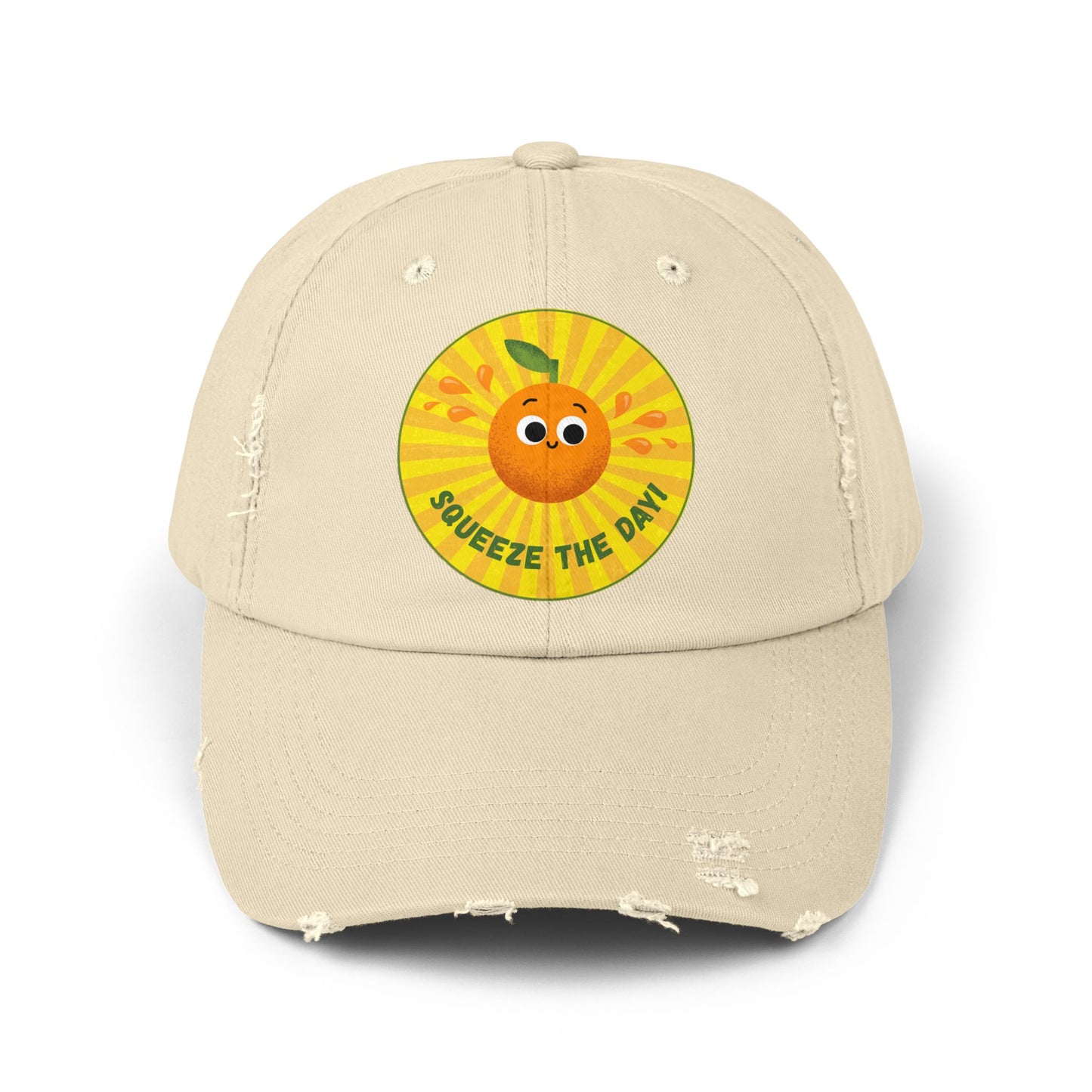 Squeeze the Day Distressed Cap, Fun Summer Hats, Cute Gift for Citrus Lovers, Unisex Casual Headwear, Beach Accessories