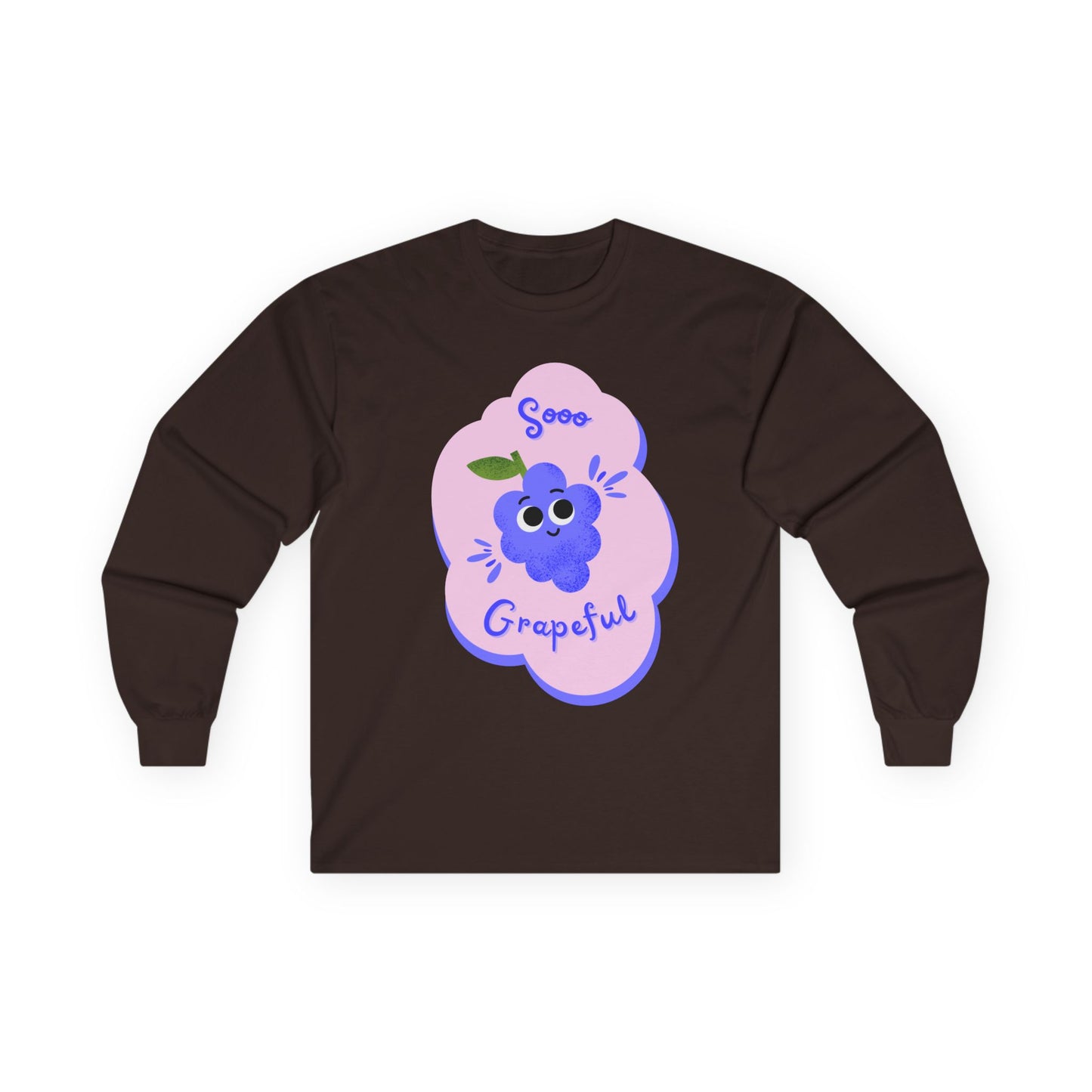 Sooo Grapeful Long Sleeve Tees, Funny Casual Shirt, Gift for Fruit Lovers, Fall Fashion, Thanksgiving Apparel, Everyday Comfort
