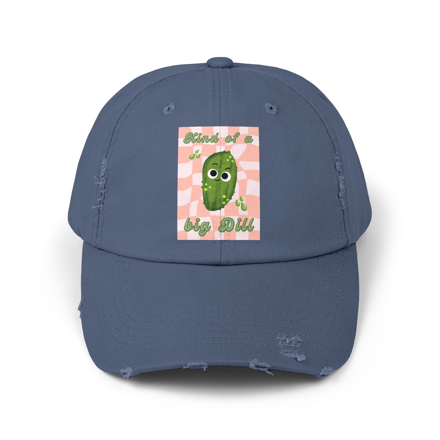 Playful Distressed Cap with Cute Pickle Design - Perfect Gift, Casual Wear, Unisex Cap, Fun Accessories, Trendy Hats