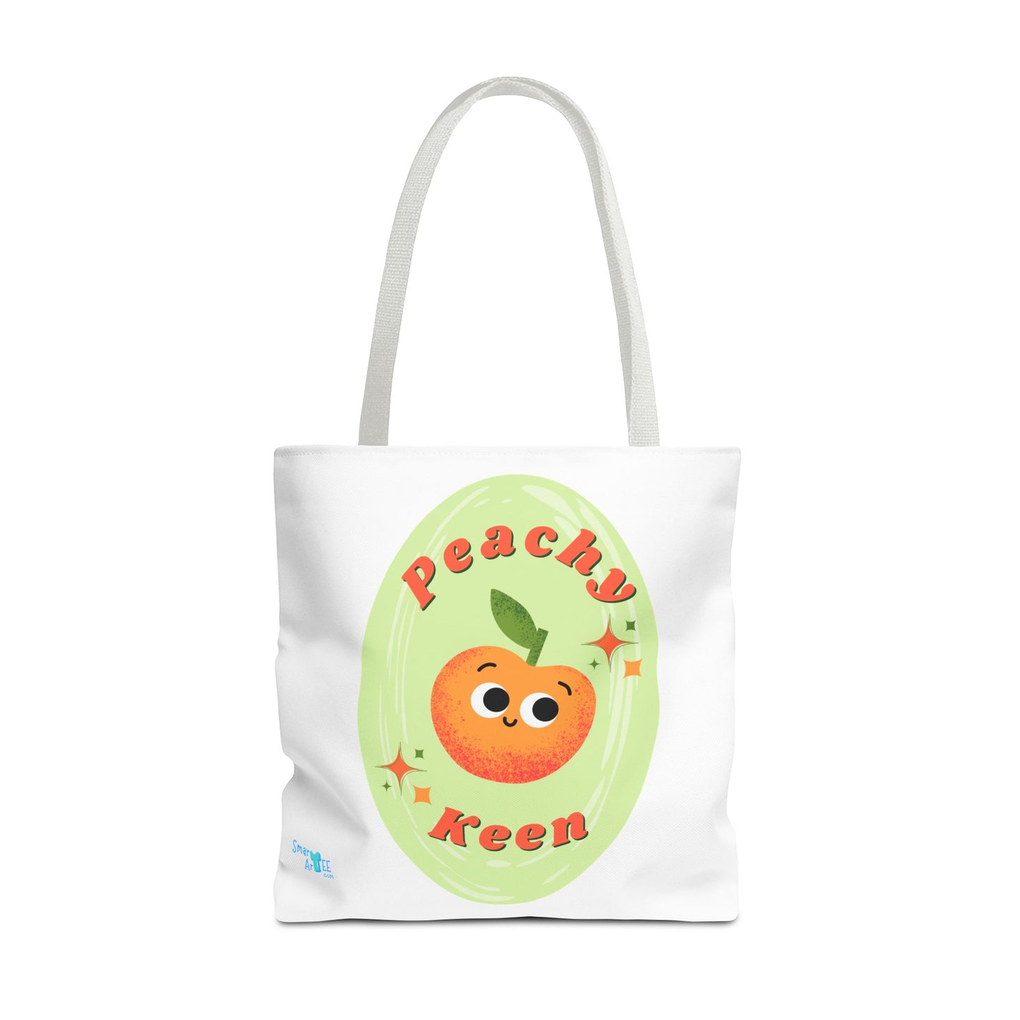 Peachy Keen Tote Bag, Cute Fruit Tote, Eco-Friendly Shopping Bag, Reusable Grocery Tote, Gift for Fruit Lovers