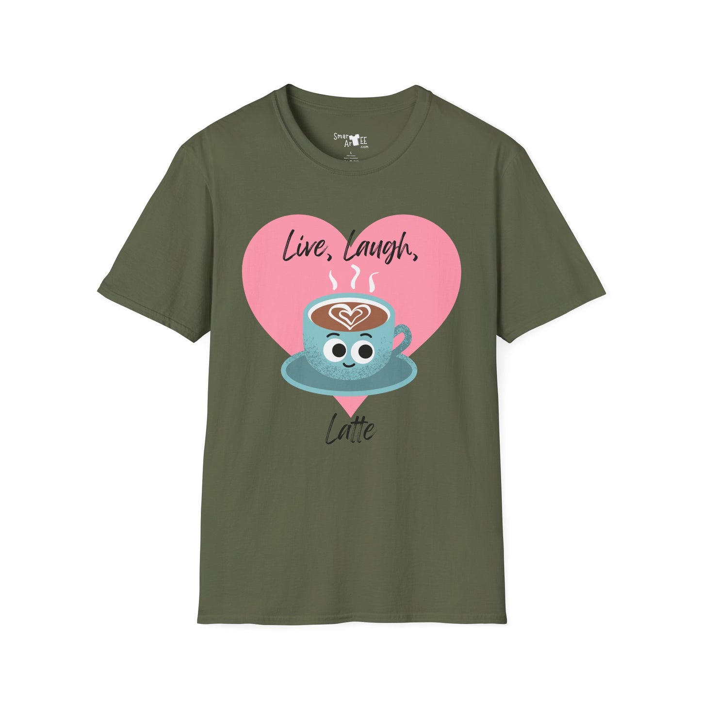 Cute Coffee Lover T-Shirt, Funny Gift for Barista, Softstyle Tee for Friends, Gift for Coffee Lovers, Live Laugh Latte Shirt