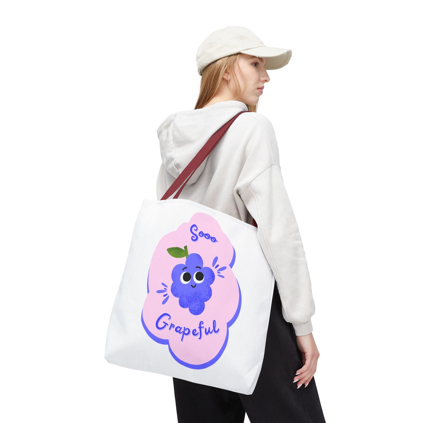 Cute Grape Tote Bag, Sooo Grapeful Shopping Bag, Eco-Friendly Grocery Tote, Fun Fruit Gift, Summer Beach Bag