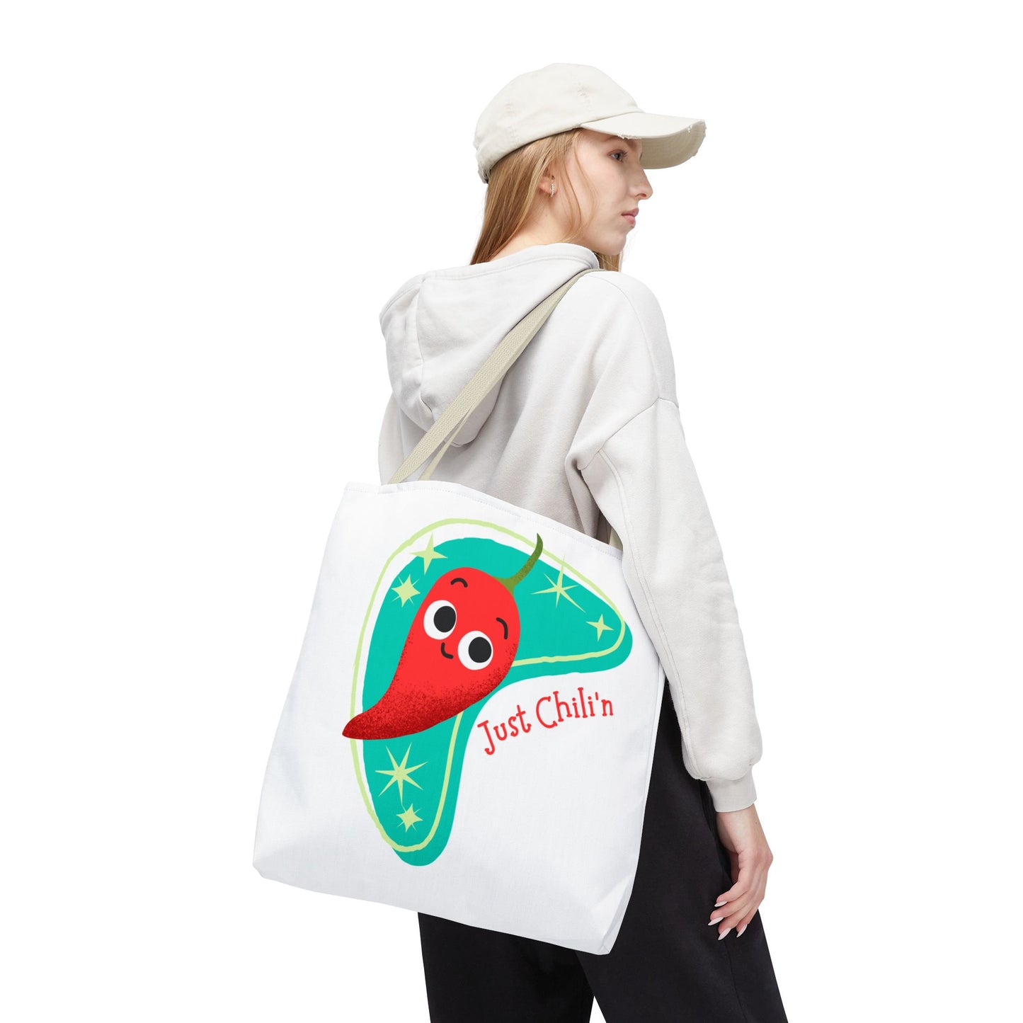 Cute Chili Pepper Tote Bag - Just Chillin', Reusable Grocery Bag, Beach Tote, Gift for Veggie Lovers, Summer Vibes